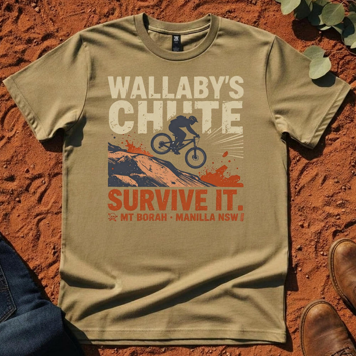Wallaby's Chute Survive It Tee in Sand — Namoi Range