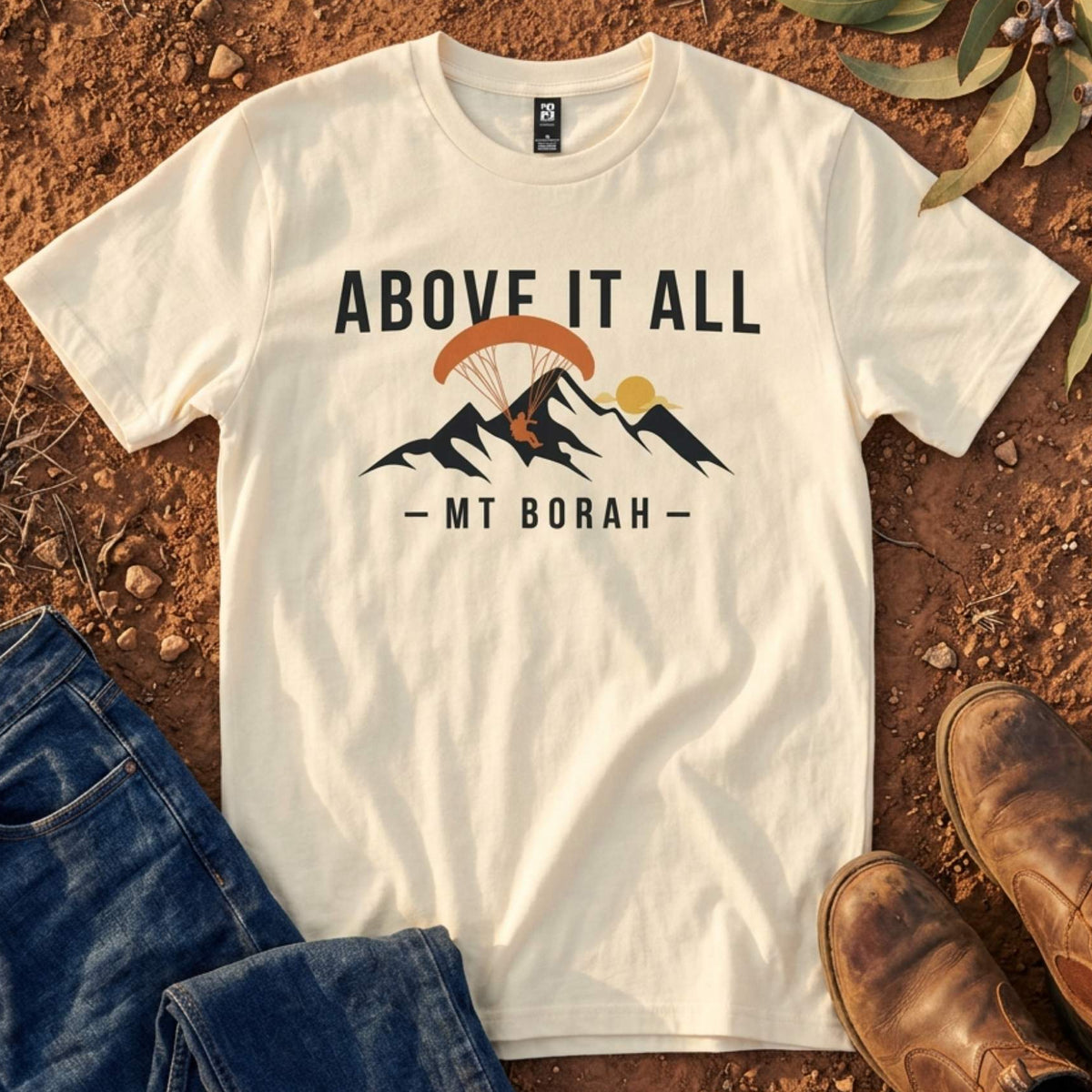 Above It All Tee in Butter — Mt Borah Namoi Range