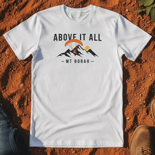 Above It All Tee in White — Mt Borah Namoi Range
