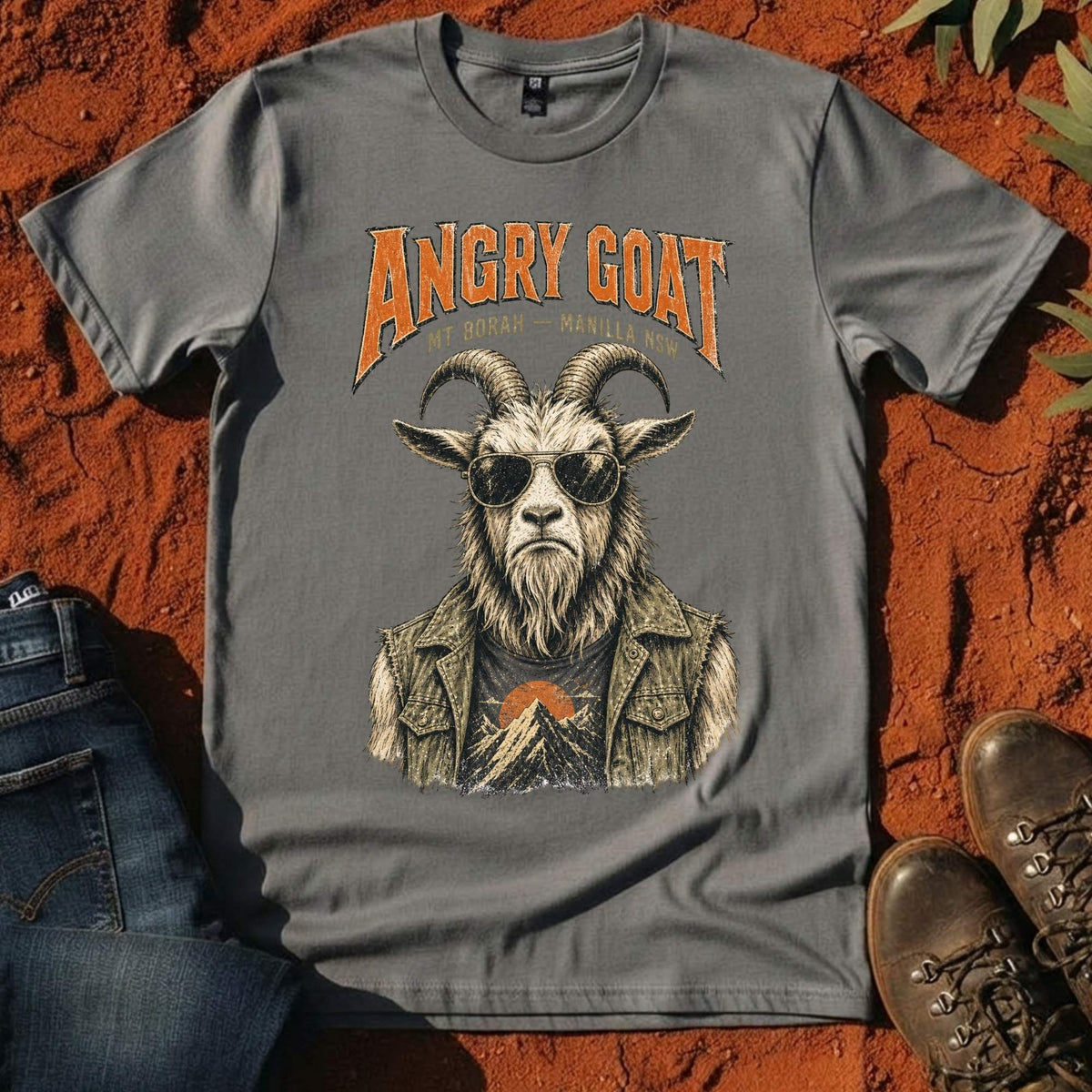Angry Goat Tee in Gravel — Namoi Range
