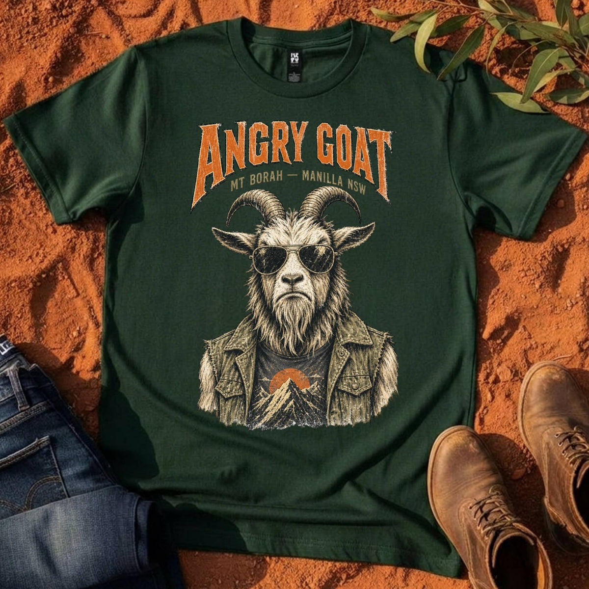 Angry Goat Tee in Pine Green — Namoi Range
