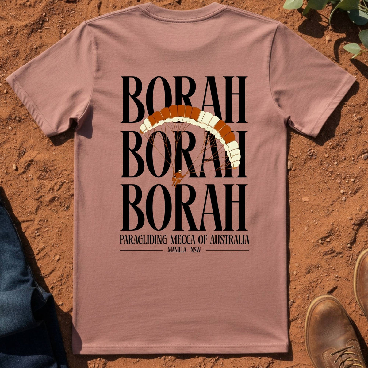Borah Borah Borah Tee in Hazy Pink — Mt Borah Namoi Range