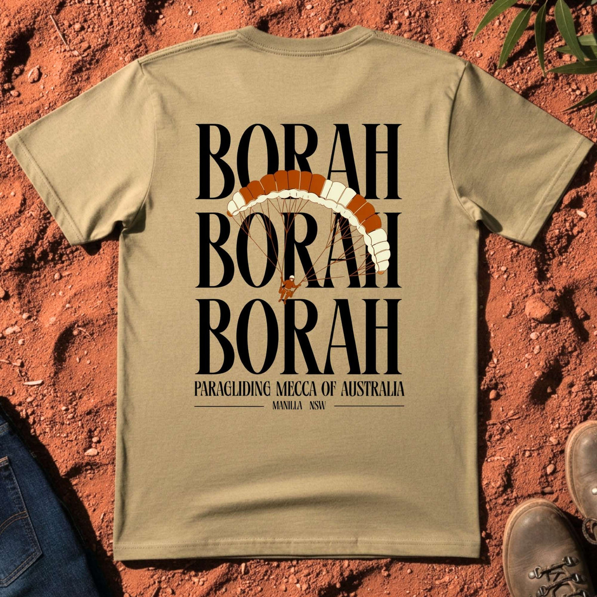 Borah Borah Borah Tee in Sand — Mt Borah Namoi Range
