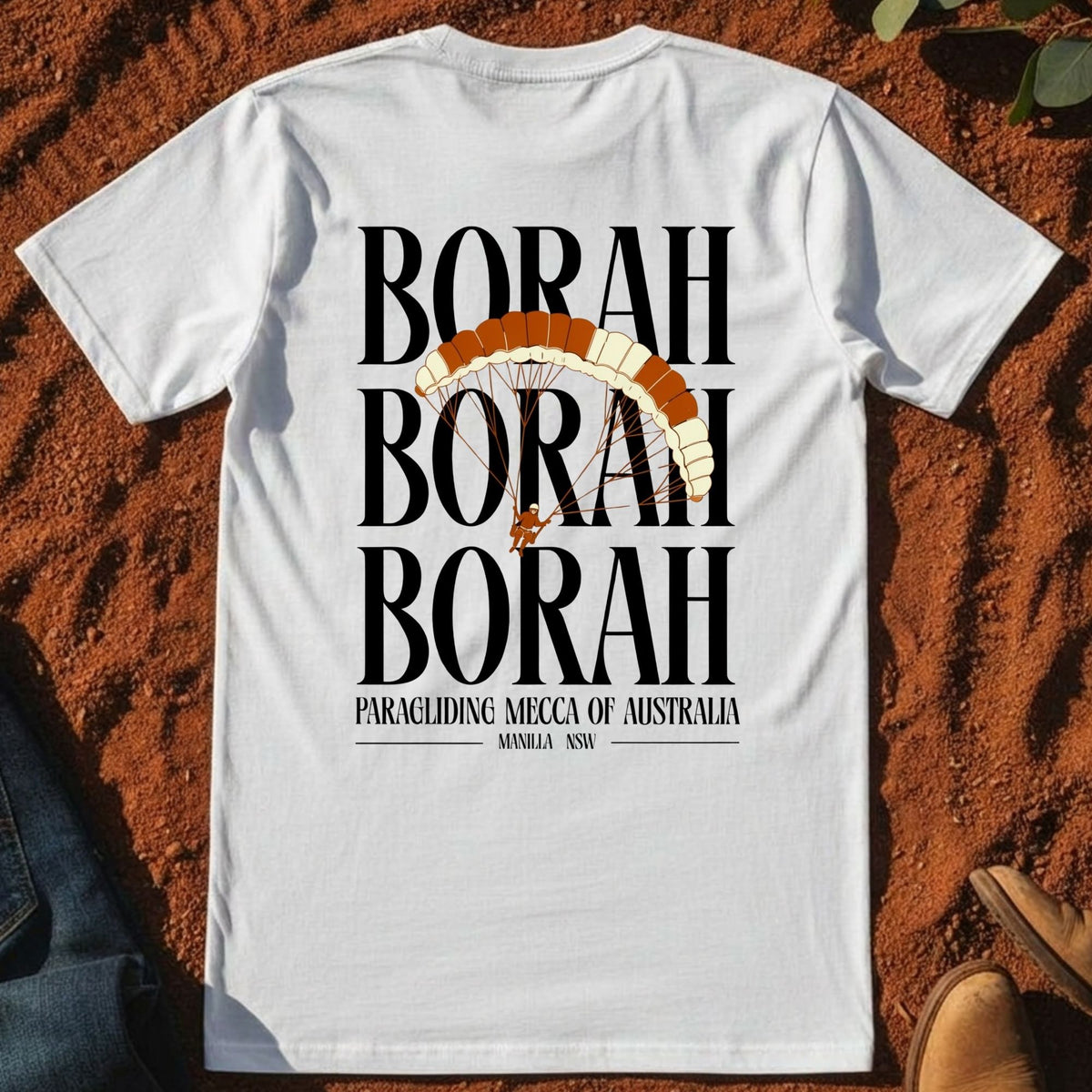 Borah Borah Borah Tee in White — Mt Borah Namoi Range