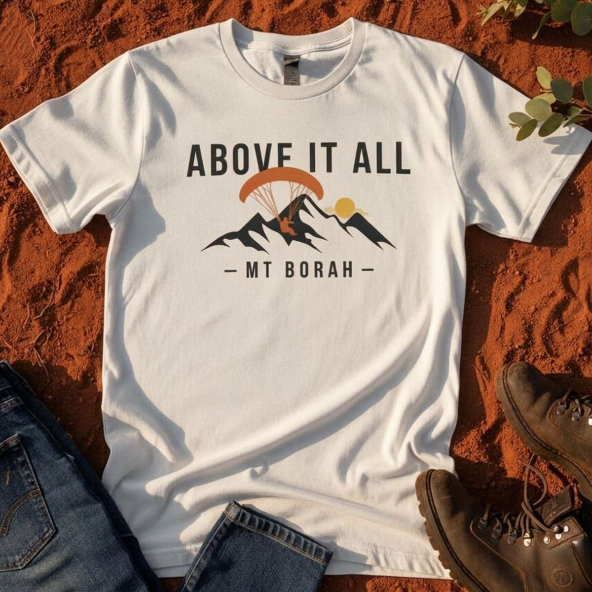 Above It All Tee in Bone — Mt Borah Namoi Range