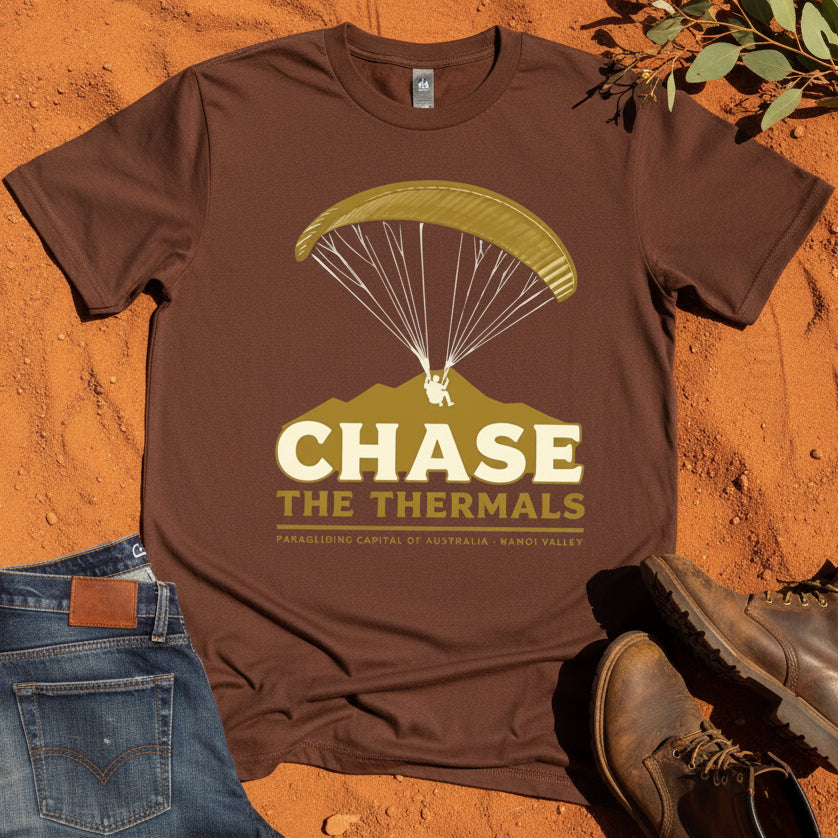 Chase the Thermals Tee in Chestnut — Mt Borah Namoi Range