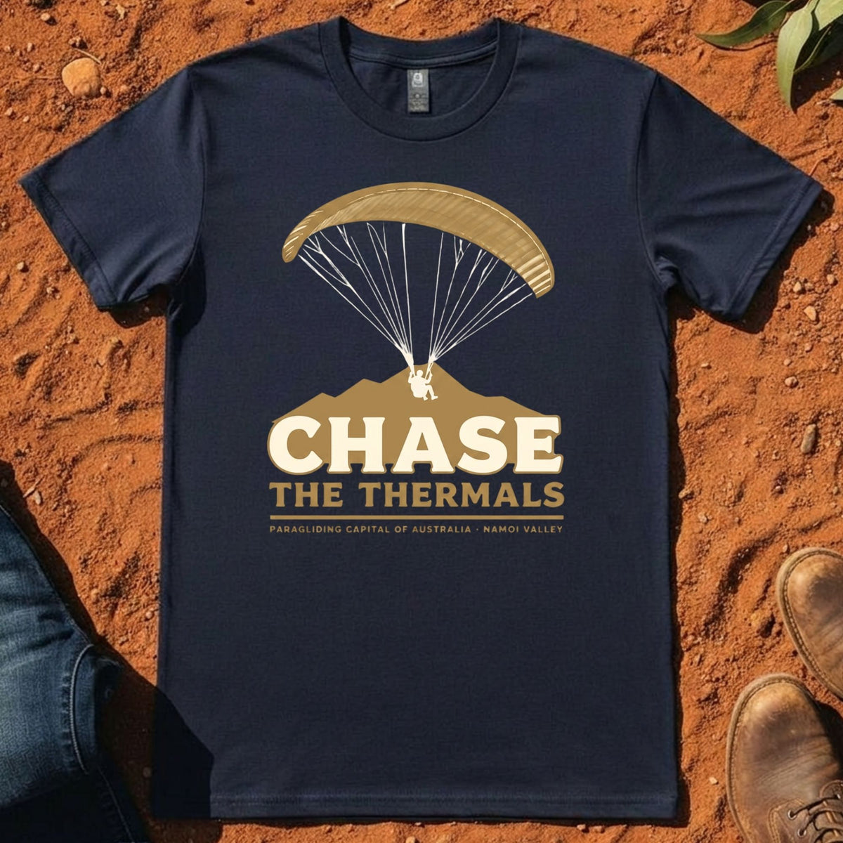Chase the Thermals Tee in Midnight Blue — Mt Borah Namoi Range
