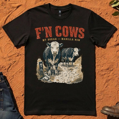 F'n Cows Tee in Black — Namoi Range