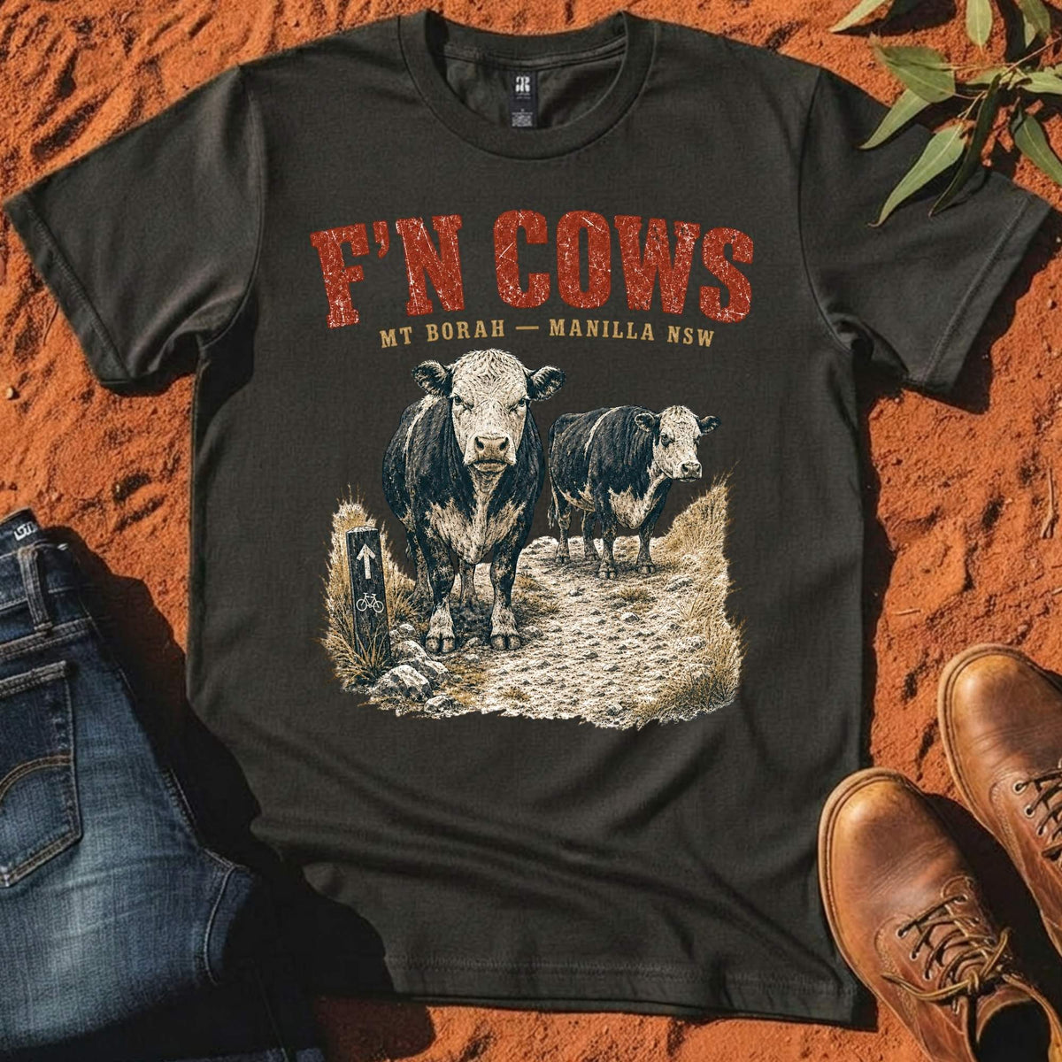 F'n Cows Tee in Coal — Namoi Range