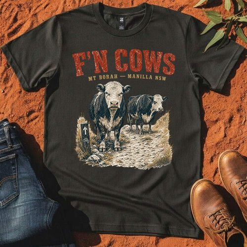 F'n Cows Tee in Coal — Namoi Range