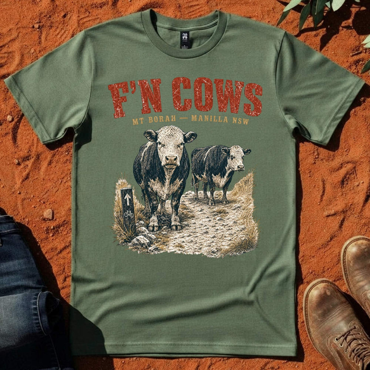 F'n Cows Tee in Cypress — Namoi Range