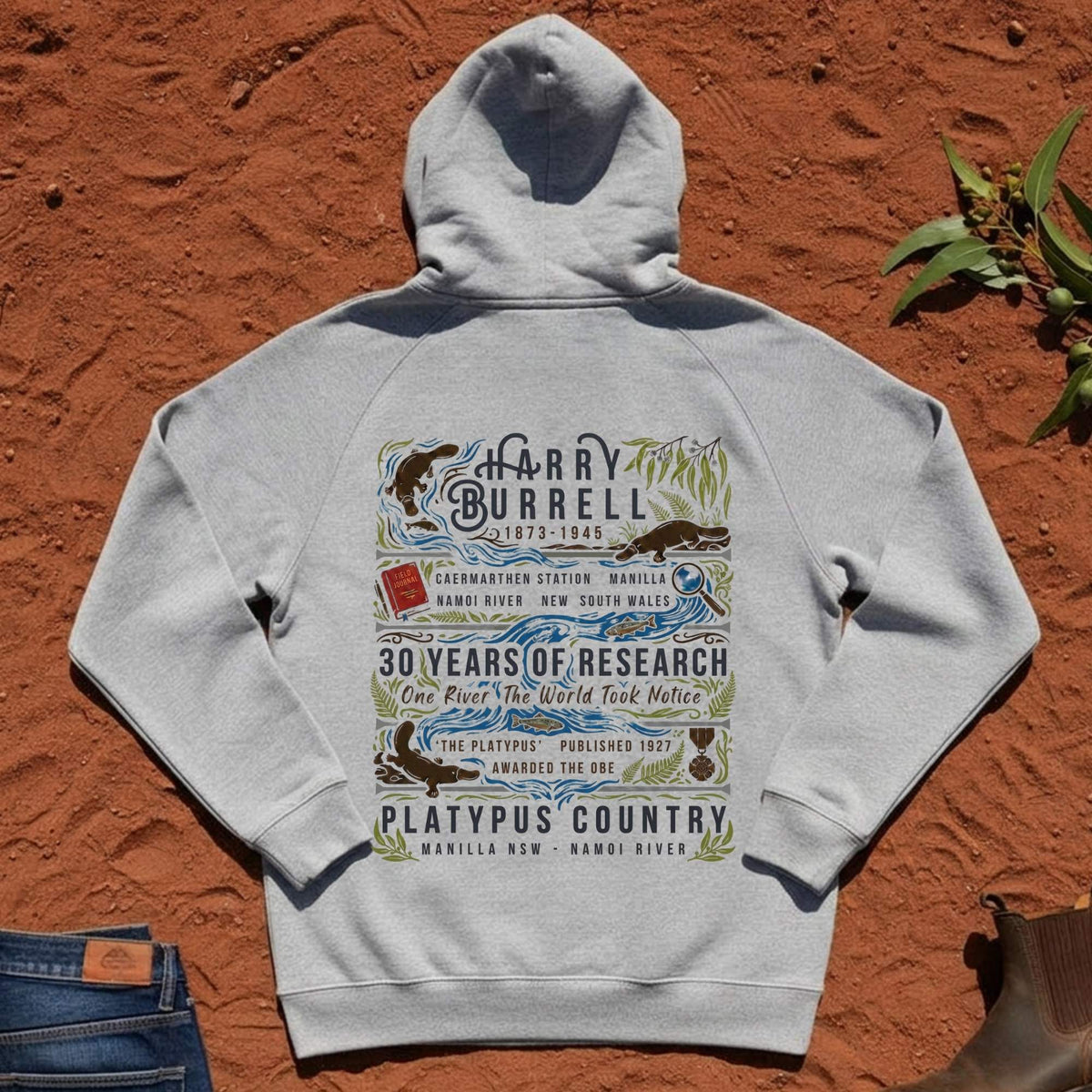 Platypus Country Harry Burrell Hoodie in Grey Marle — Namoi Range