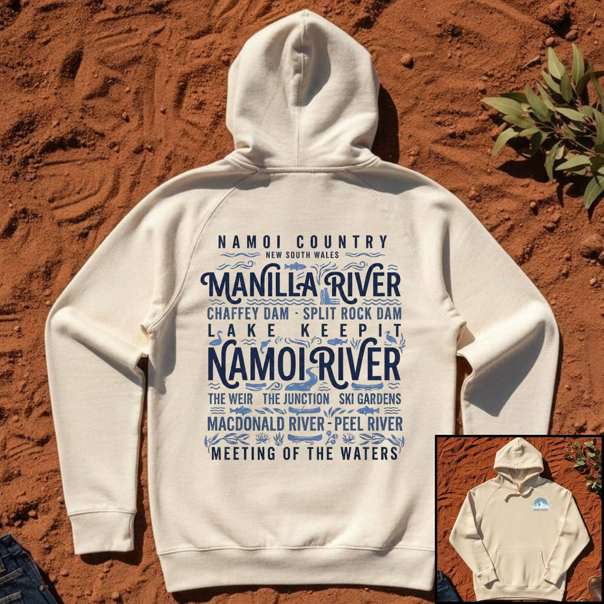 Namoi Country Meeting of the Waters Hoodie in Ecru — Namoi Range