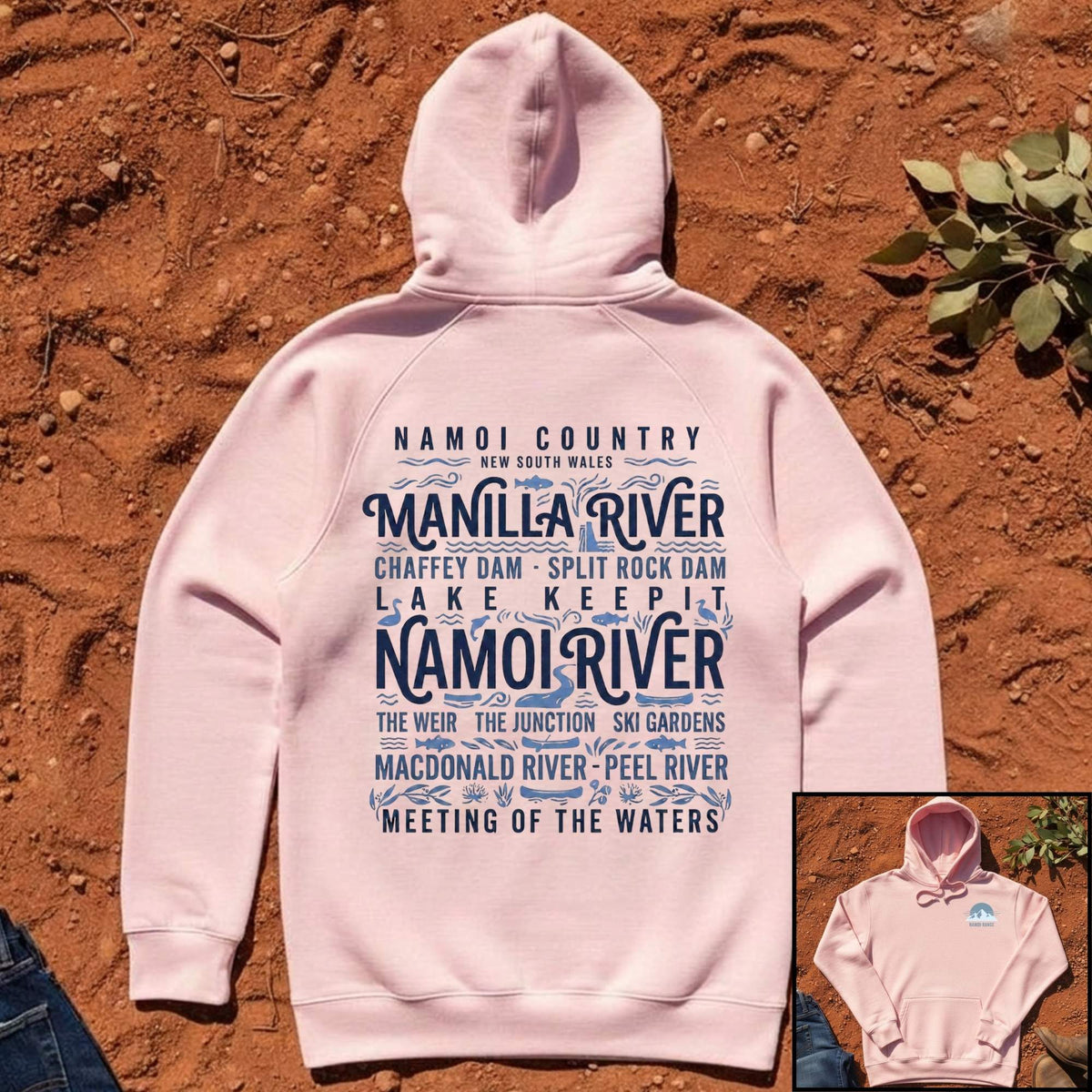 Namoi Country Meeting of the Waters Hoodie in Pink — Namoi Range