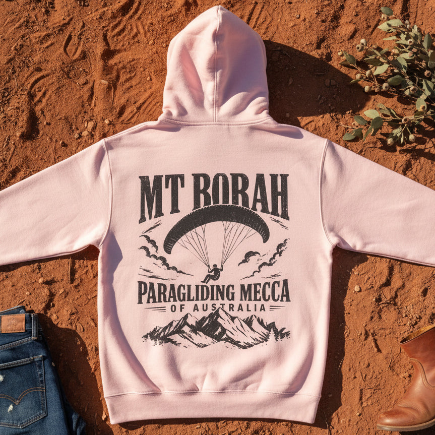 Mt Borah Paragliding Mecca Hoodie in Pink — Namoi Range