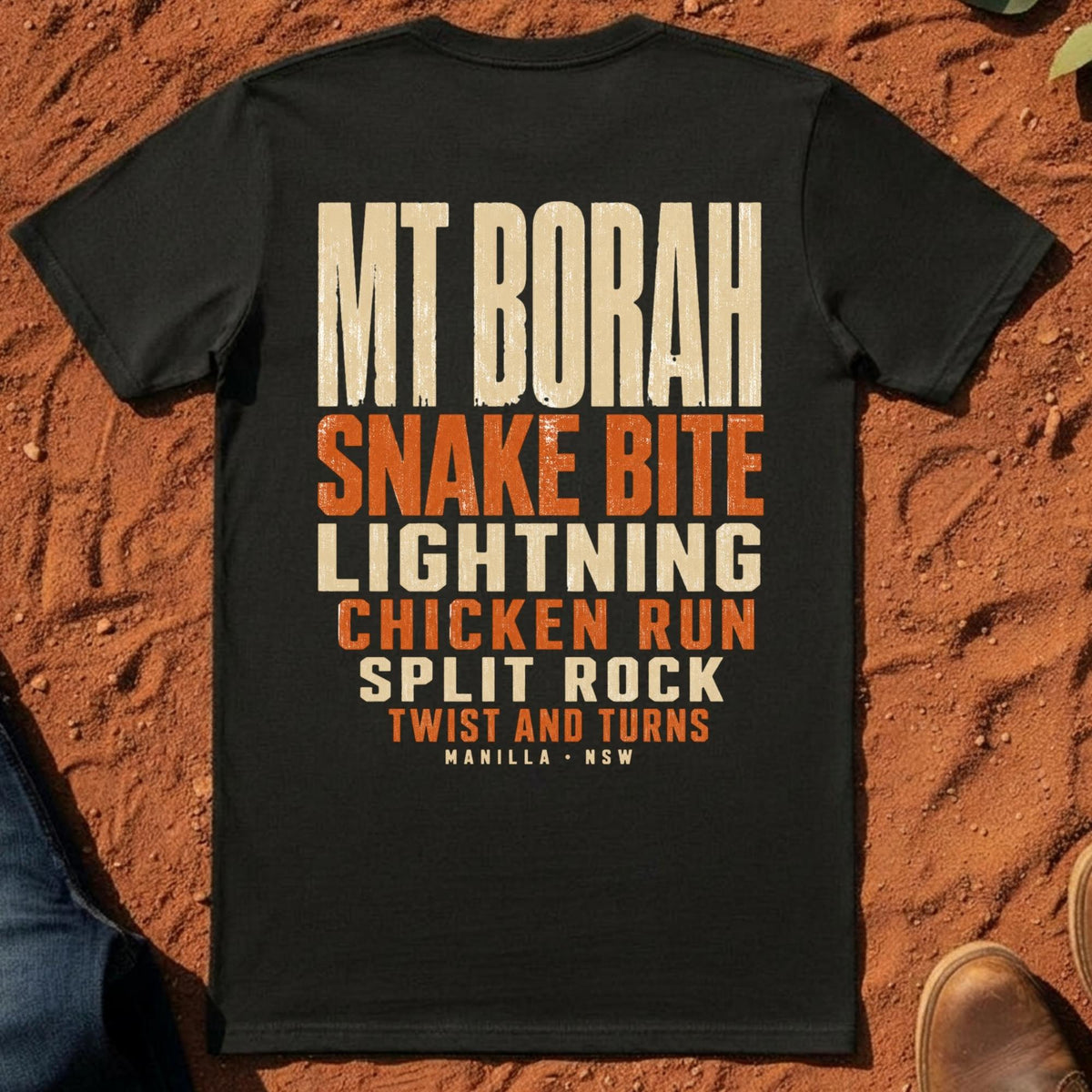 Mt Borah Trails Back Tee in Coal — Namoi Range