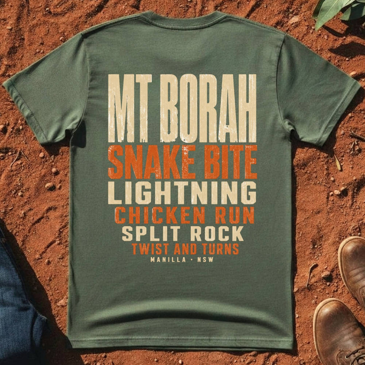 Mt Borah Trails Back Tee in Cypress — Namoi Range
