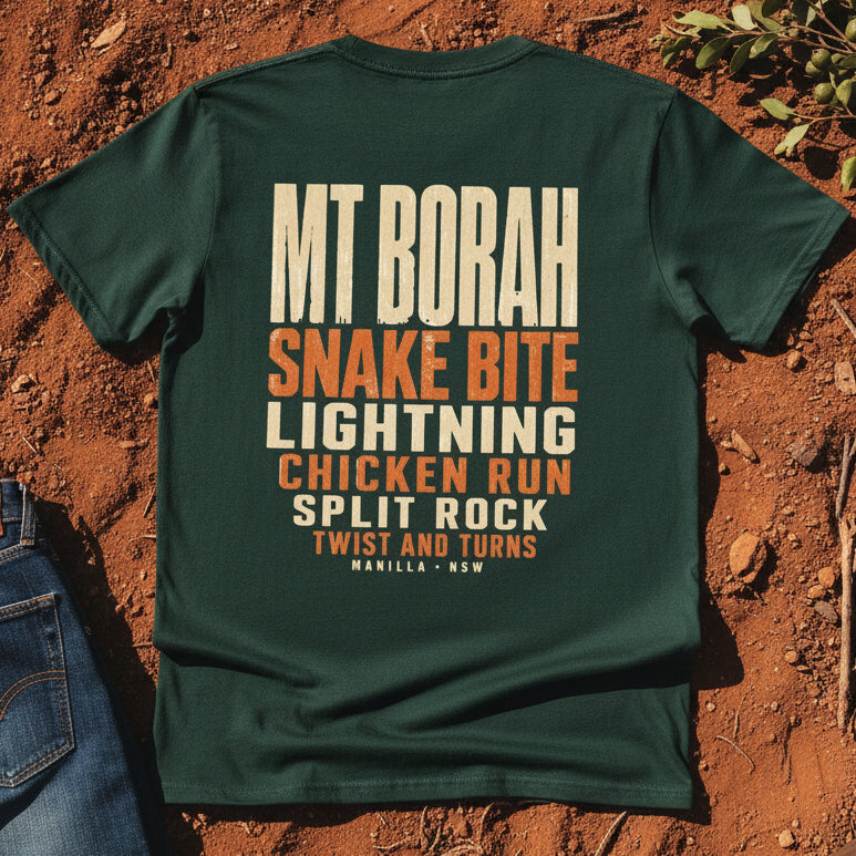 Mt Borah Trails Back Tee in Pine Green — Namoi Range