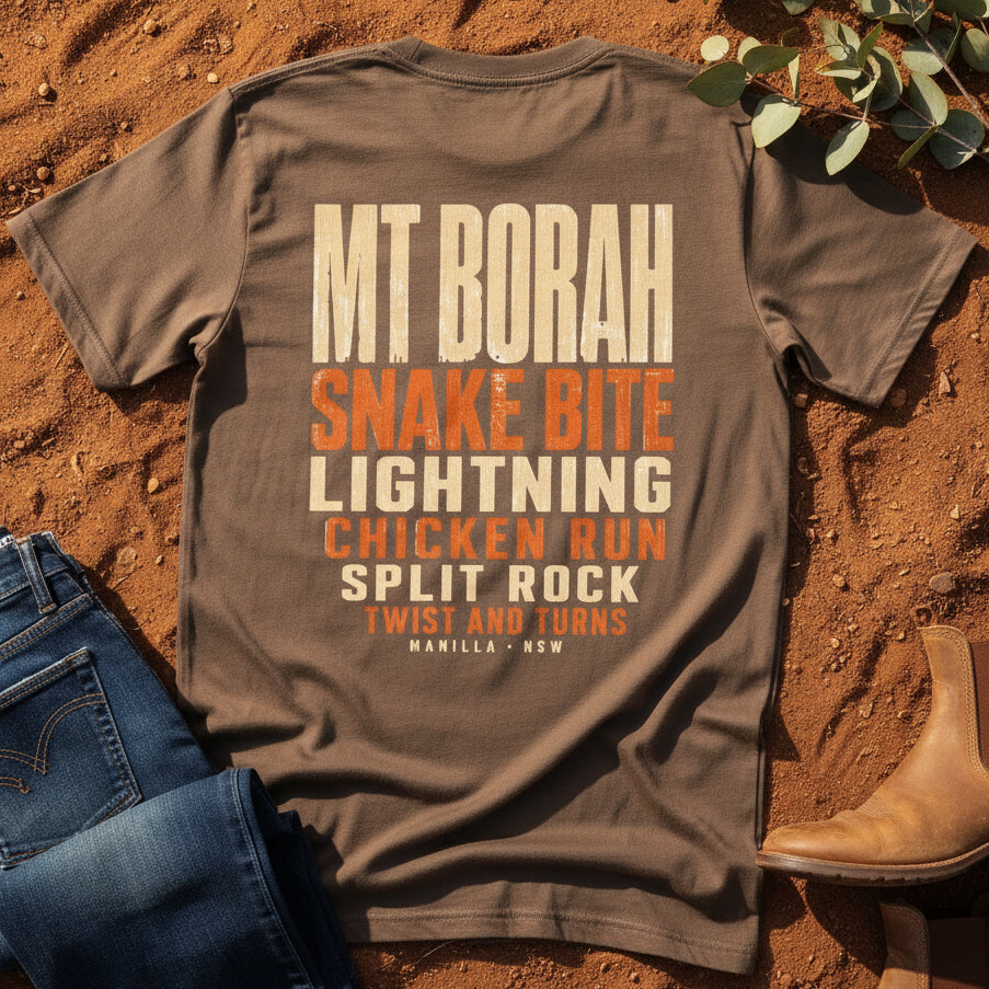 Mt Borah Trails Back Tee in Walnut — Namoi Range