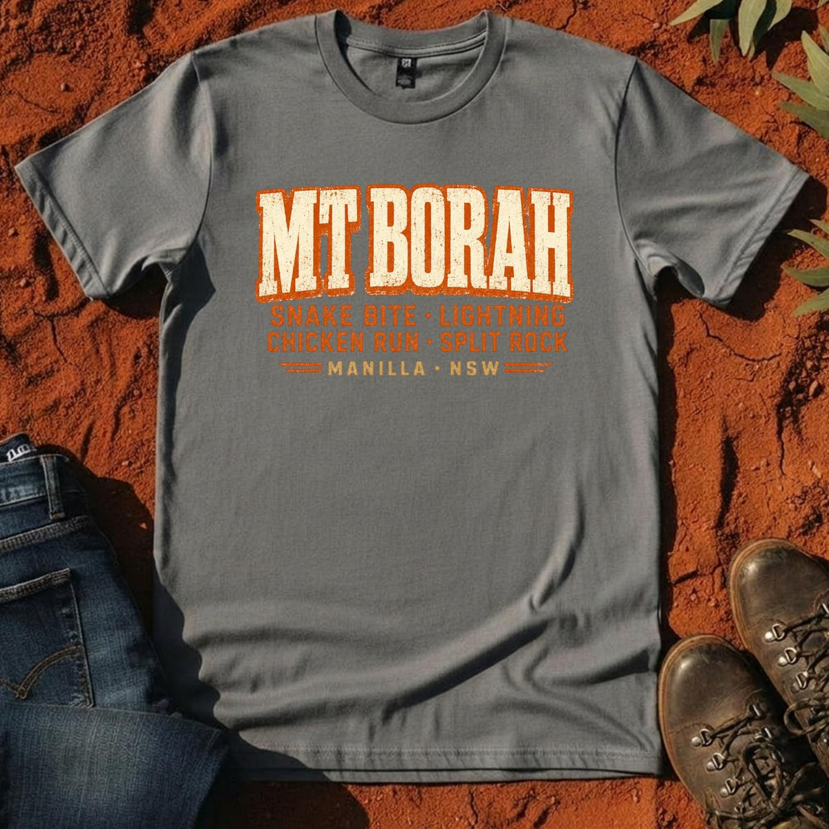 Mt Borah Trails Tee in Gravel — Namoi Range