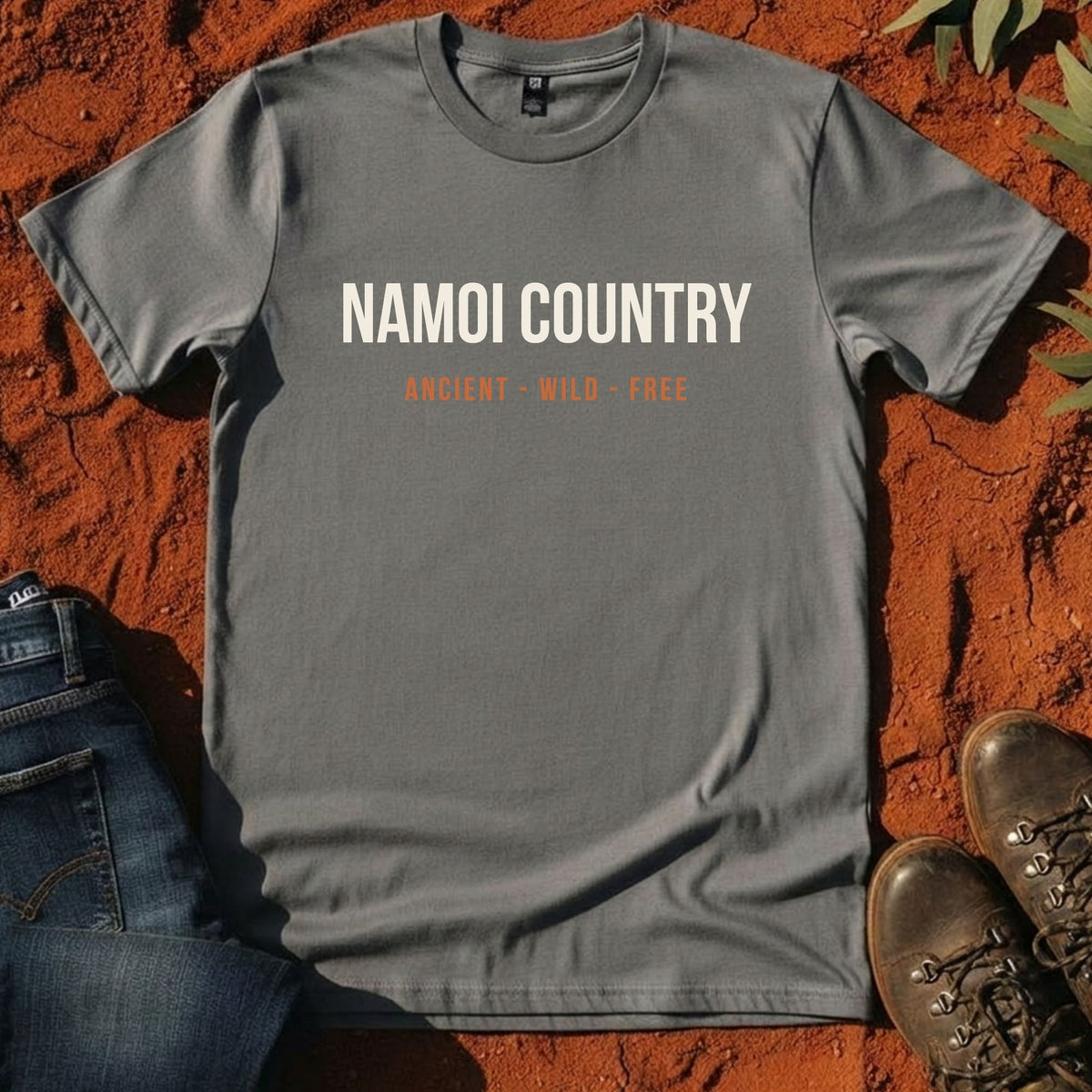 Namoi Country Ancient Wild Free Tee in Gravel — Namoi Range