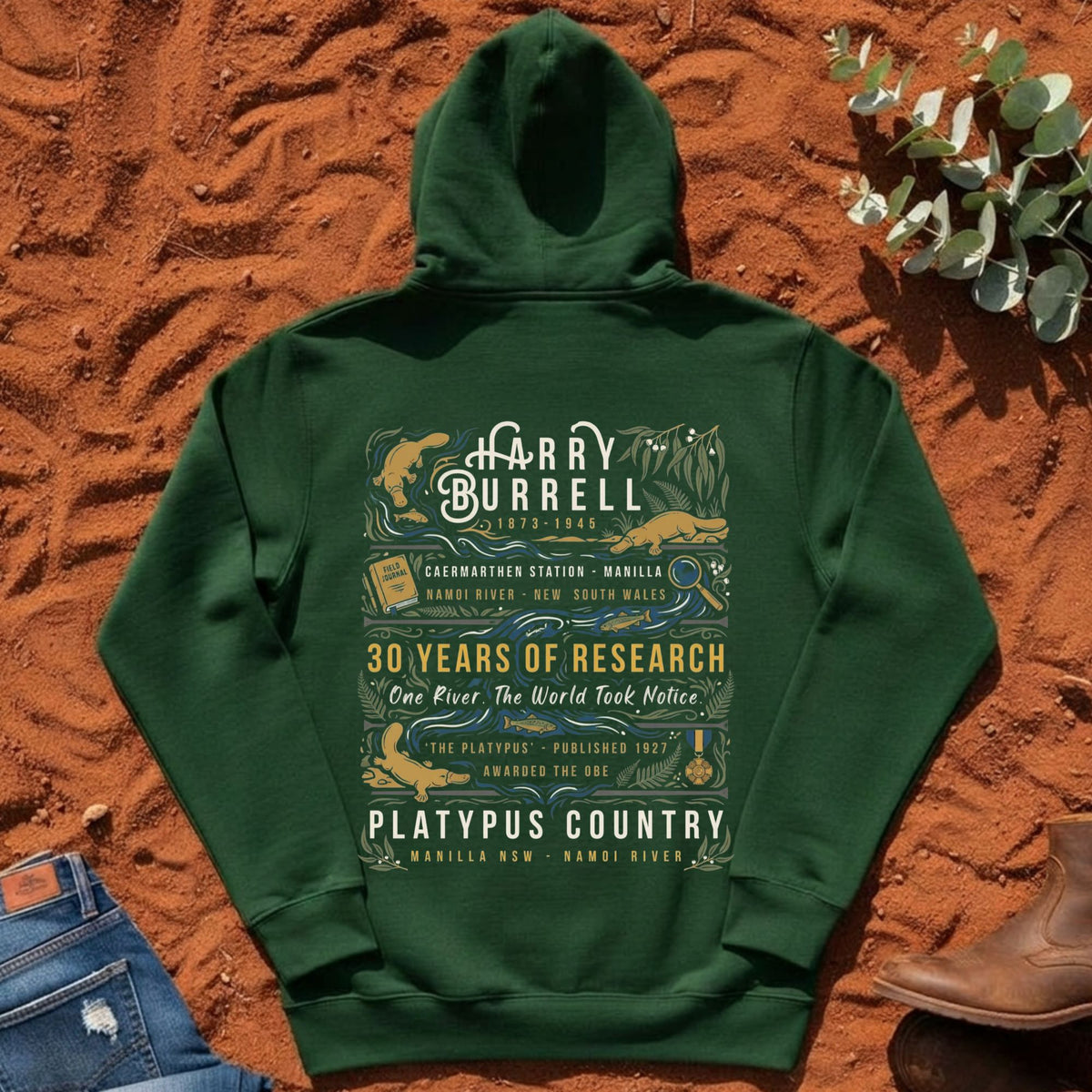 Namoi Country Harry Burrell Hoodie in Forest Green — Namoi Range