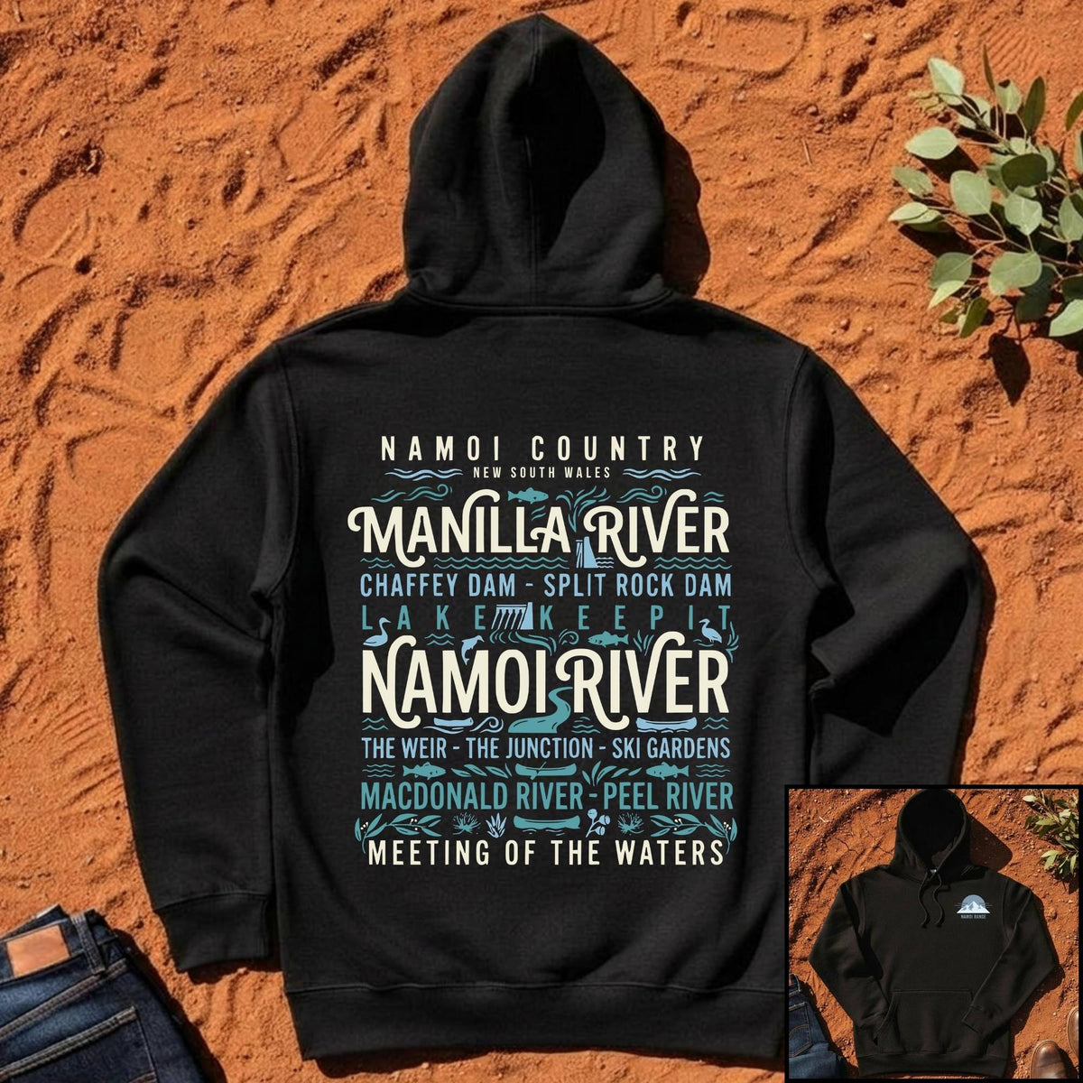 Namoi Country Meeting of the Waters Hoodie in Black — Namoi Range