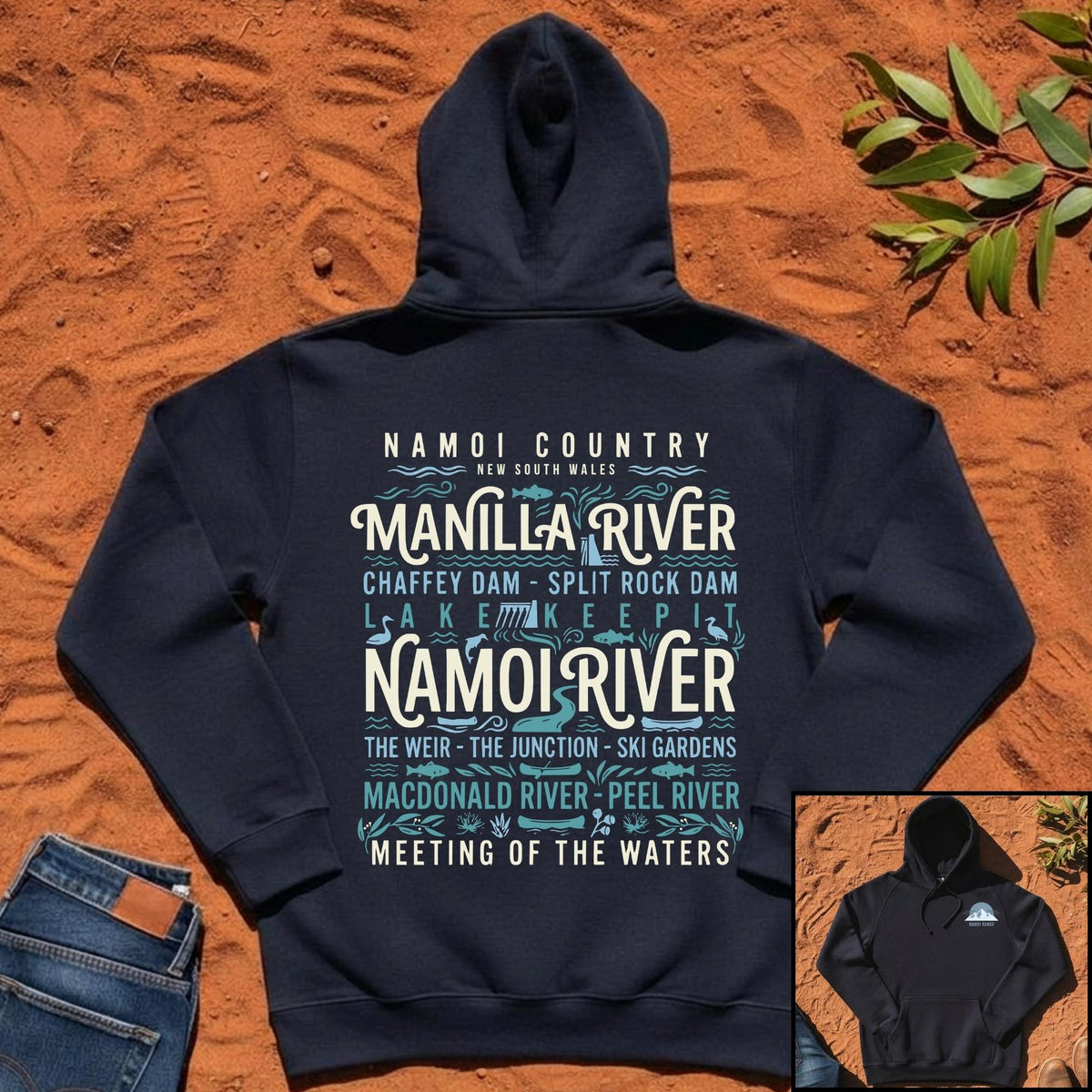 Namoi Country Meeting of the Waters Hoodie in Navy — Namoi Range