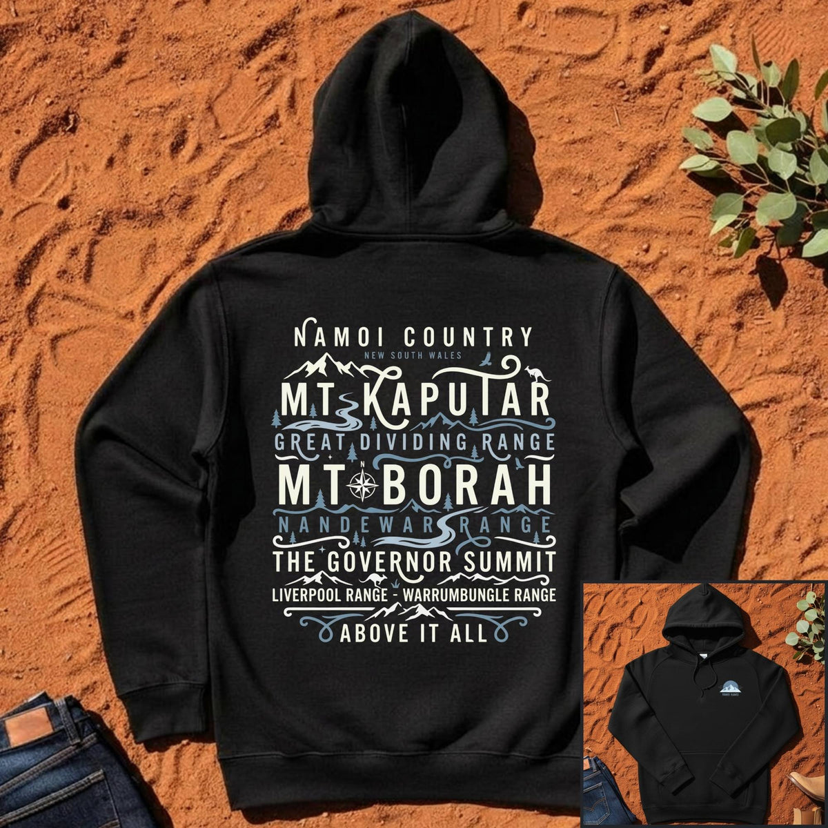 Namoi Country Mountain Range Hoodie in Black — Namoi Range
