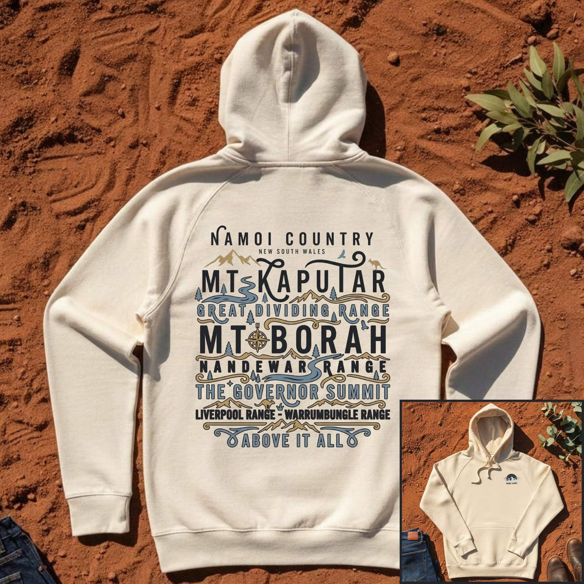 Namoi Country Mountain Range Hoodie in Ecru — Namoi Range