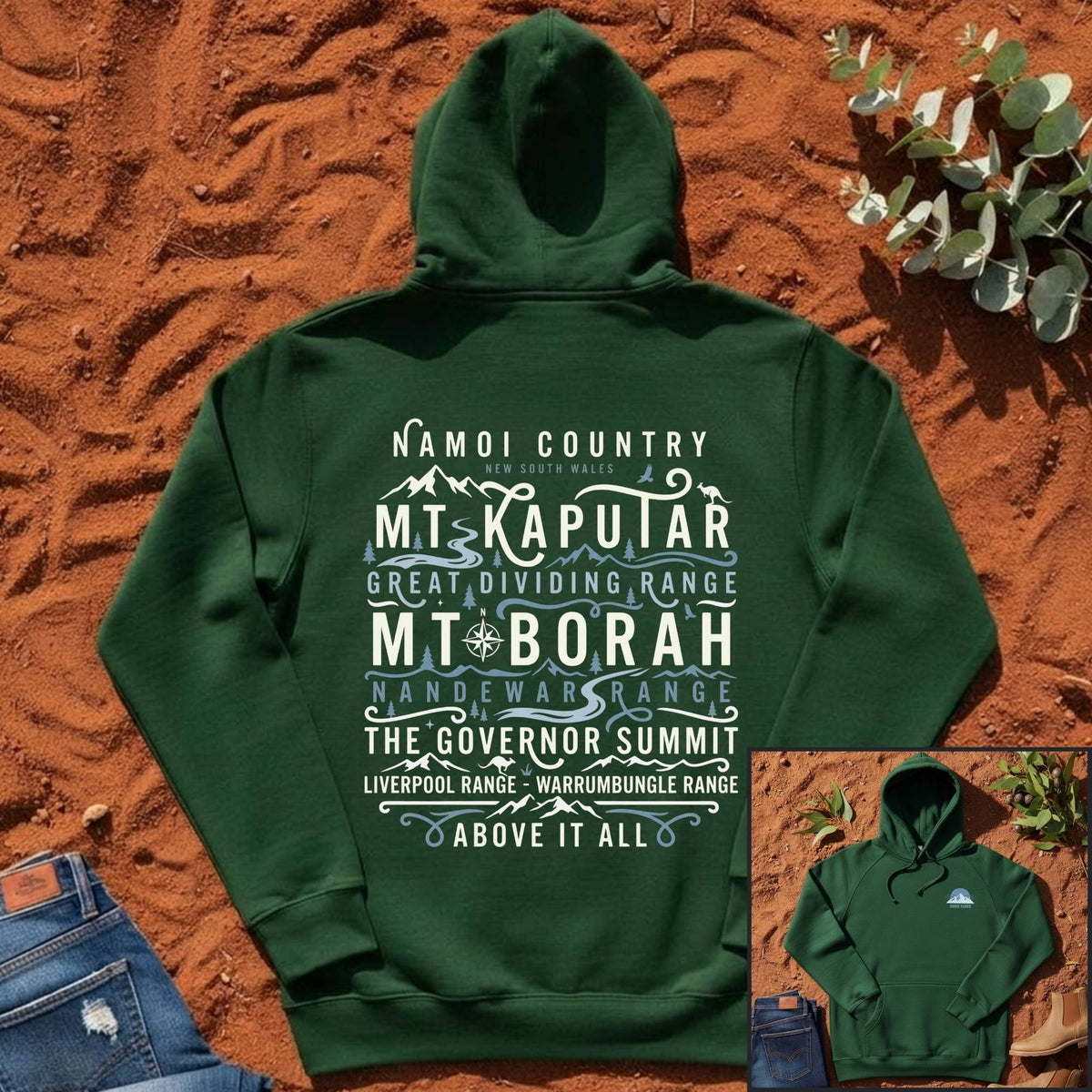 Namoi Country Mountain Range Hoodie in Forest Green — Namoi Range