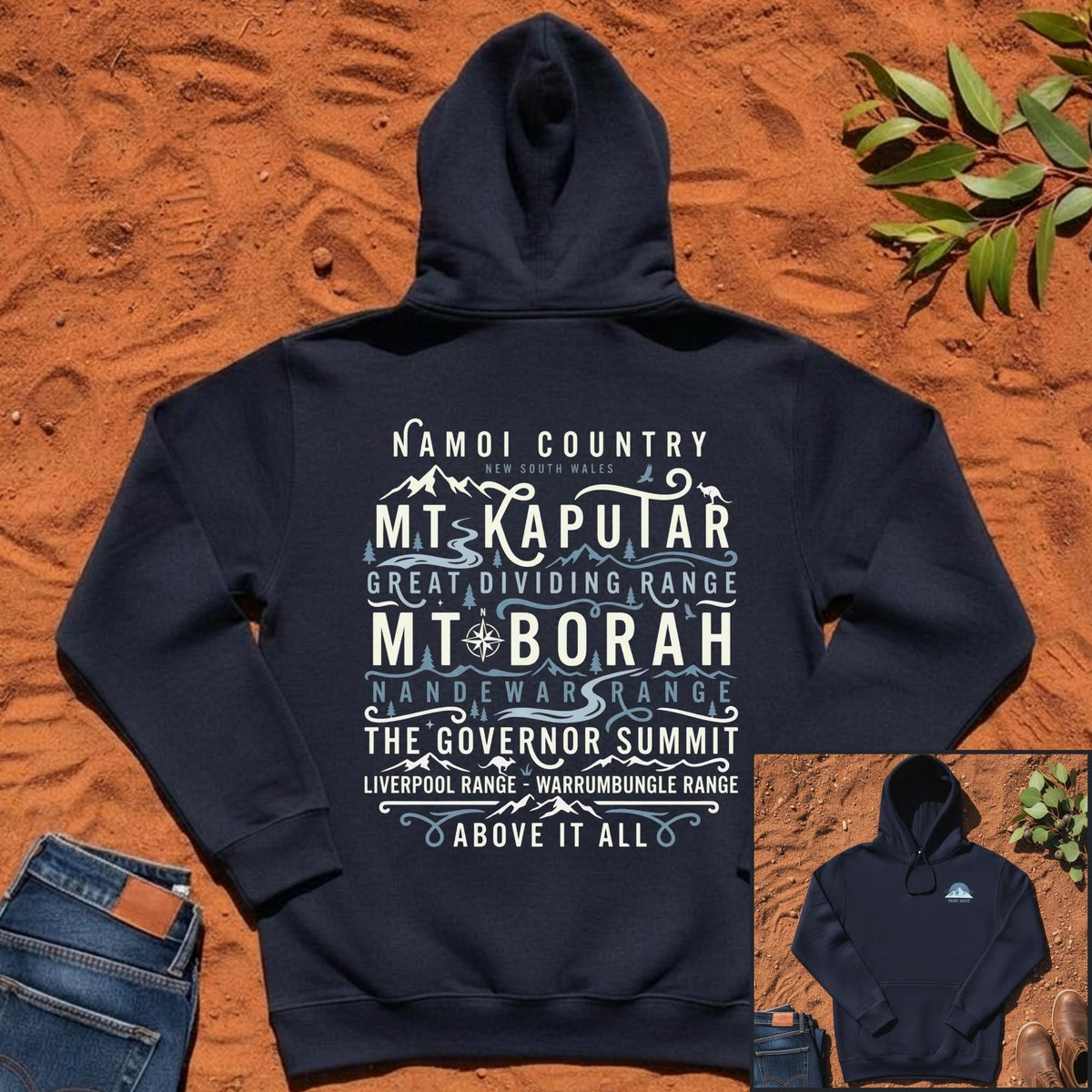 Namoi Country Mountain Range Hoodie in Navy — Namoi Range