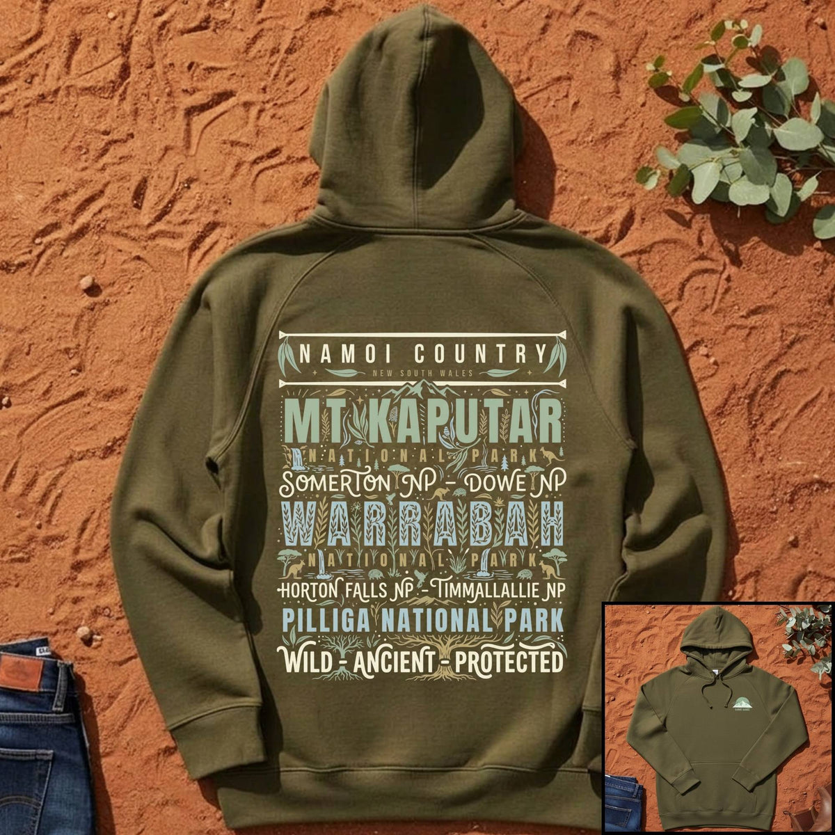 Namoi Country National Parks Hoodie in Army — Namoi Range