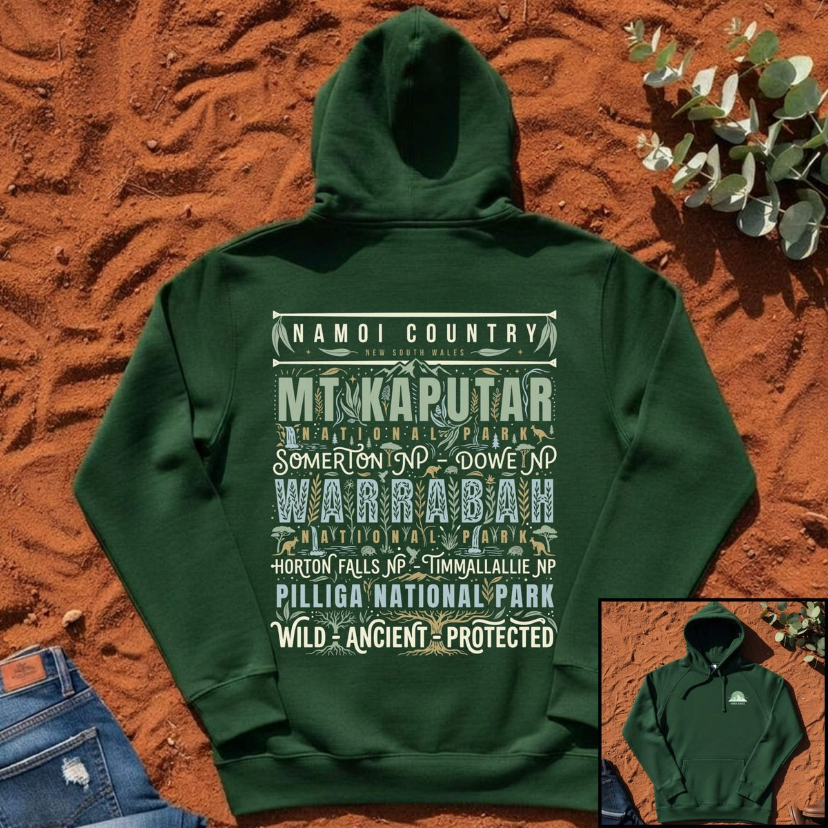 Namoi Country National Parks Hoodie in Forest Green — Namoi Range