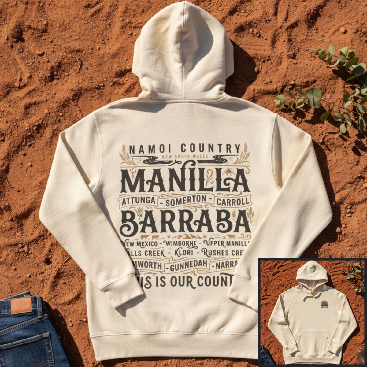 Namoi Country Towns Hoodie in Ecru — Namoi Range