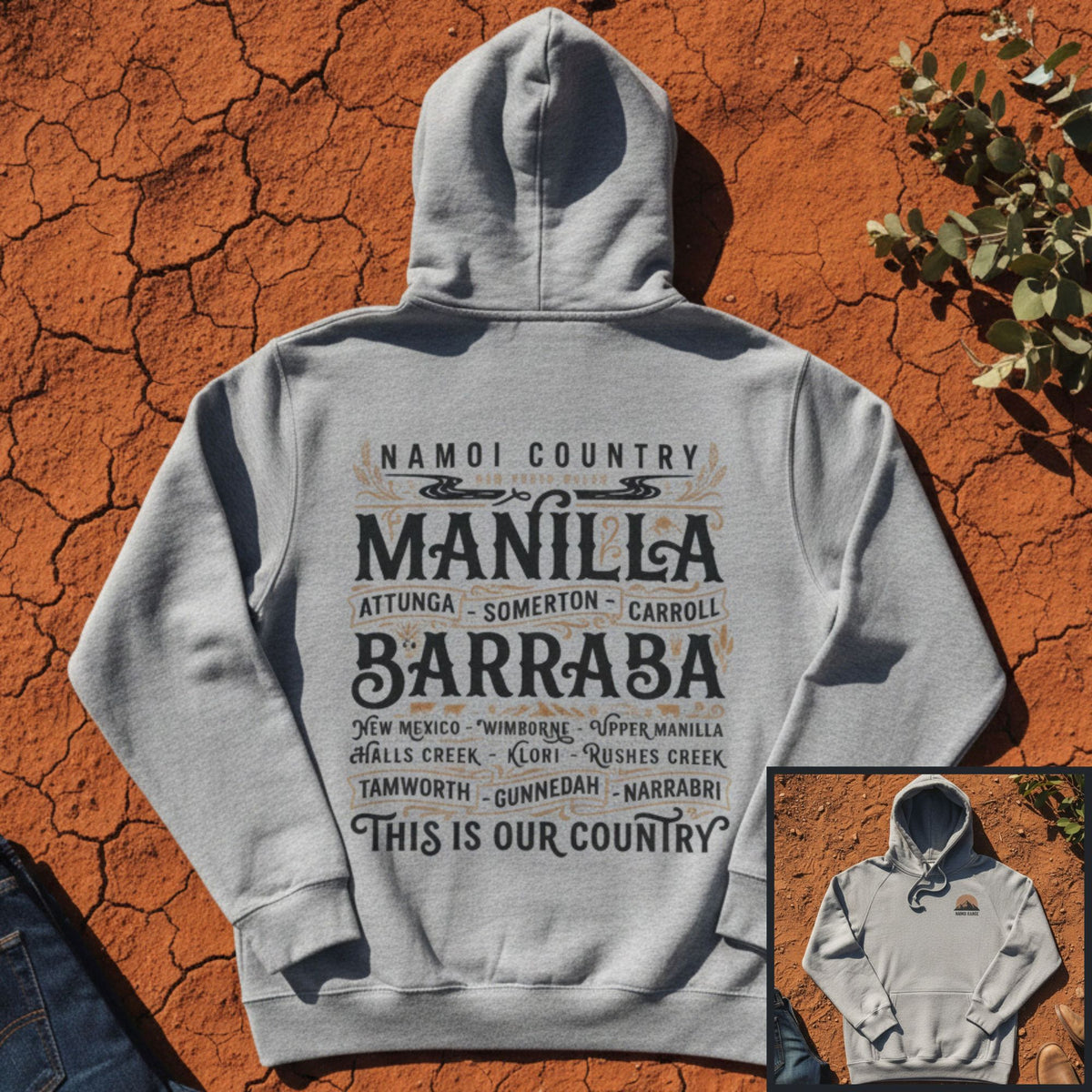 Namoi Country Towns Hoodie in Grey Marle — Namoi Range