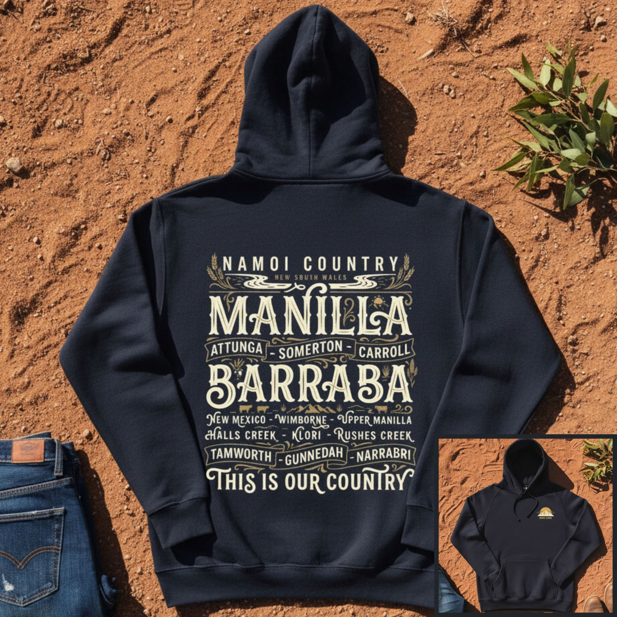 Namoi Country Towns Hoodie in Navy — Namoi Range