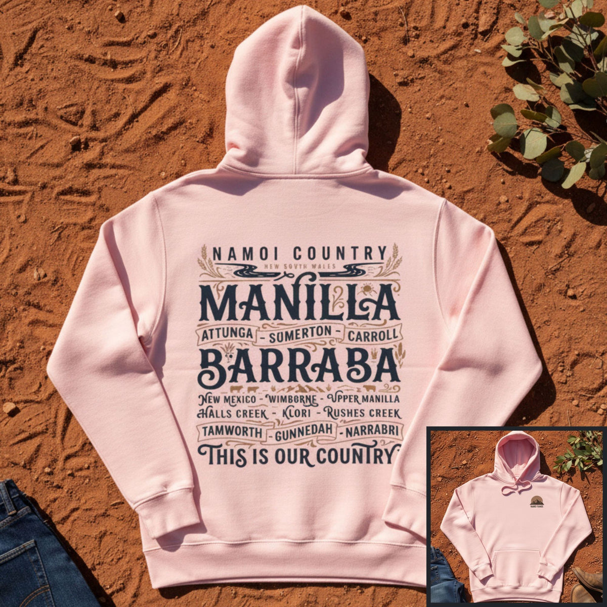 Namoi Country Towns Hoodie in Pink — Namoi Range