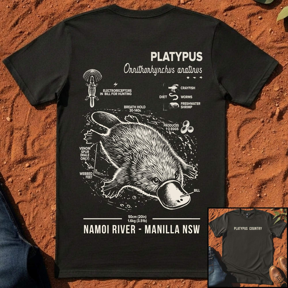 Platypus Country Anatomy Tee in Coal — Namoi Range
