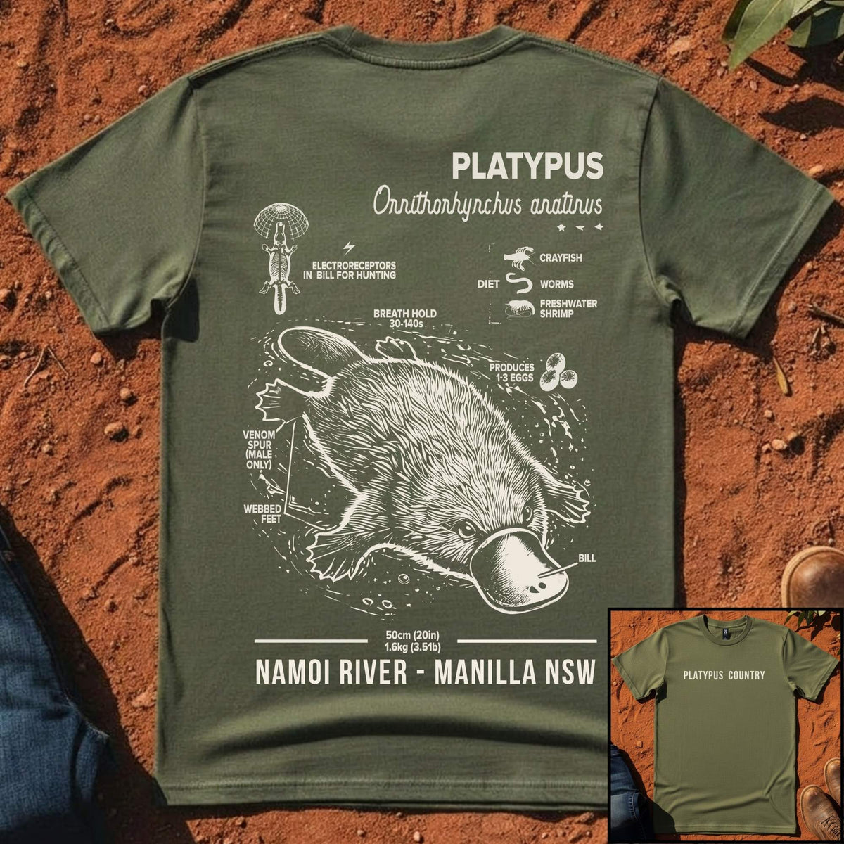 Platypus Country Anatomy Tee in Cypress — Namoi Range