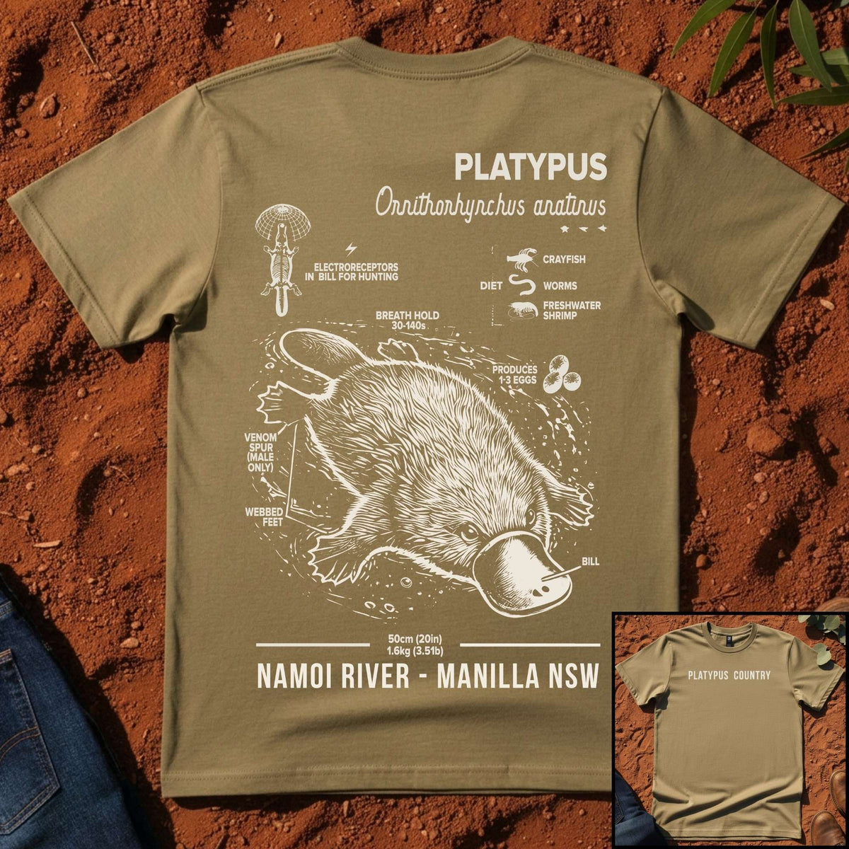 Platypus Country Anatomy Tee in Sand— Namoi Range