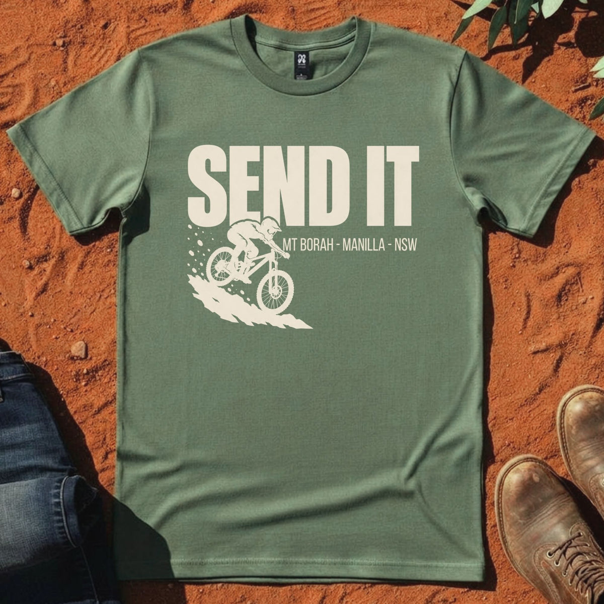 Send It Tee in Cypress — Namoi Range
