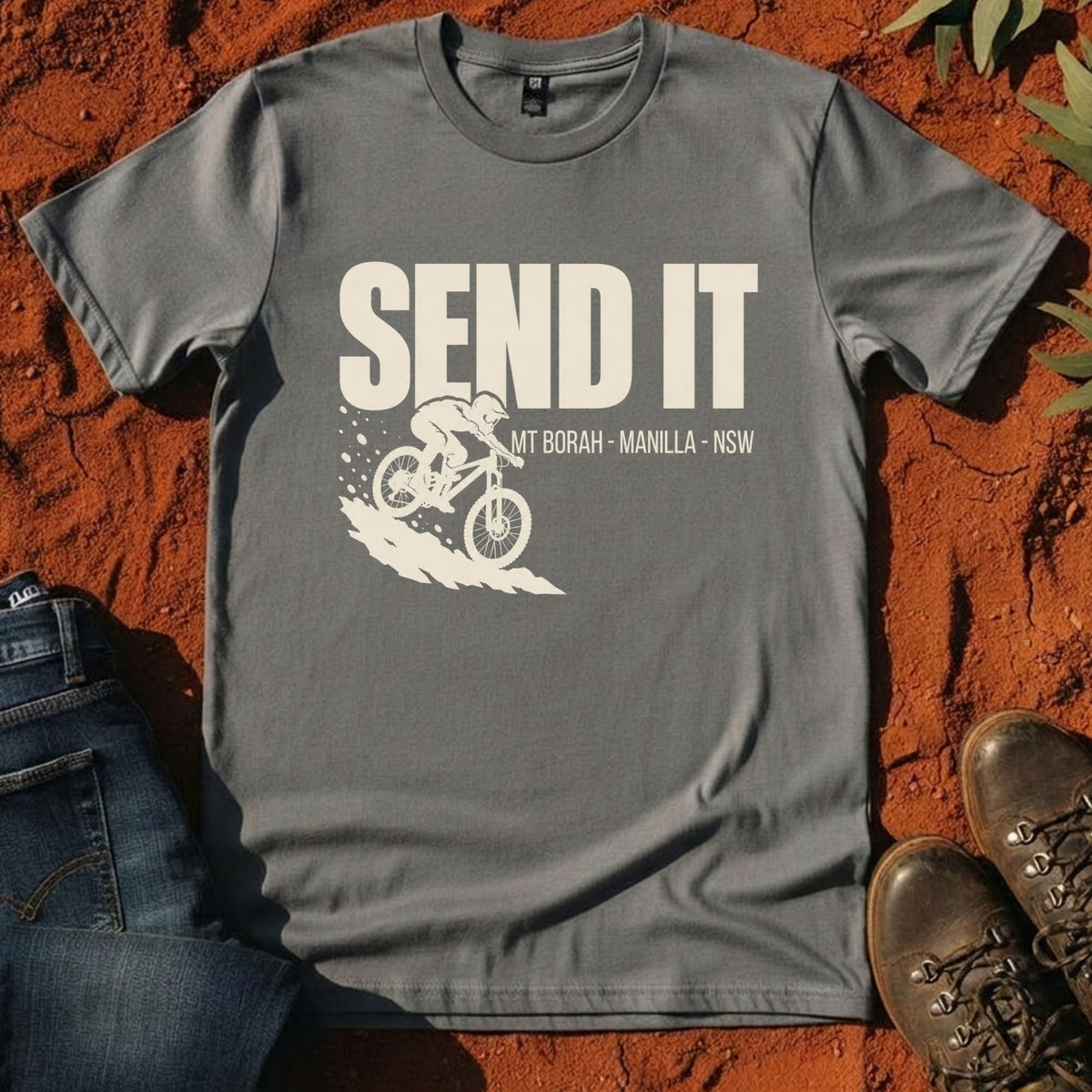 Send It Tee in Gravel — Namoi Range