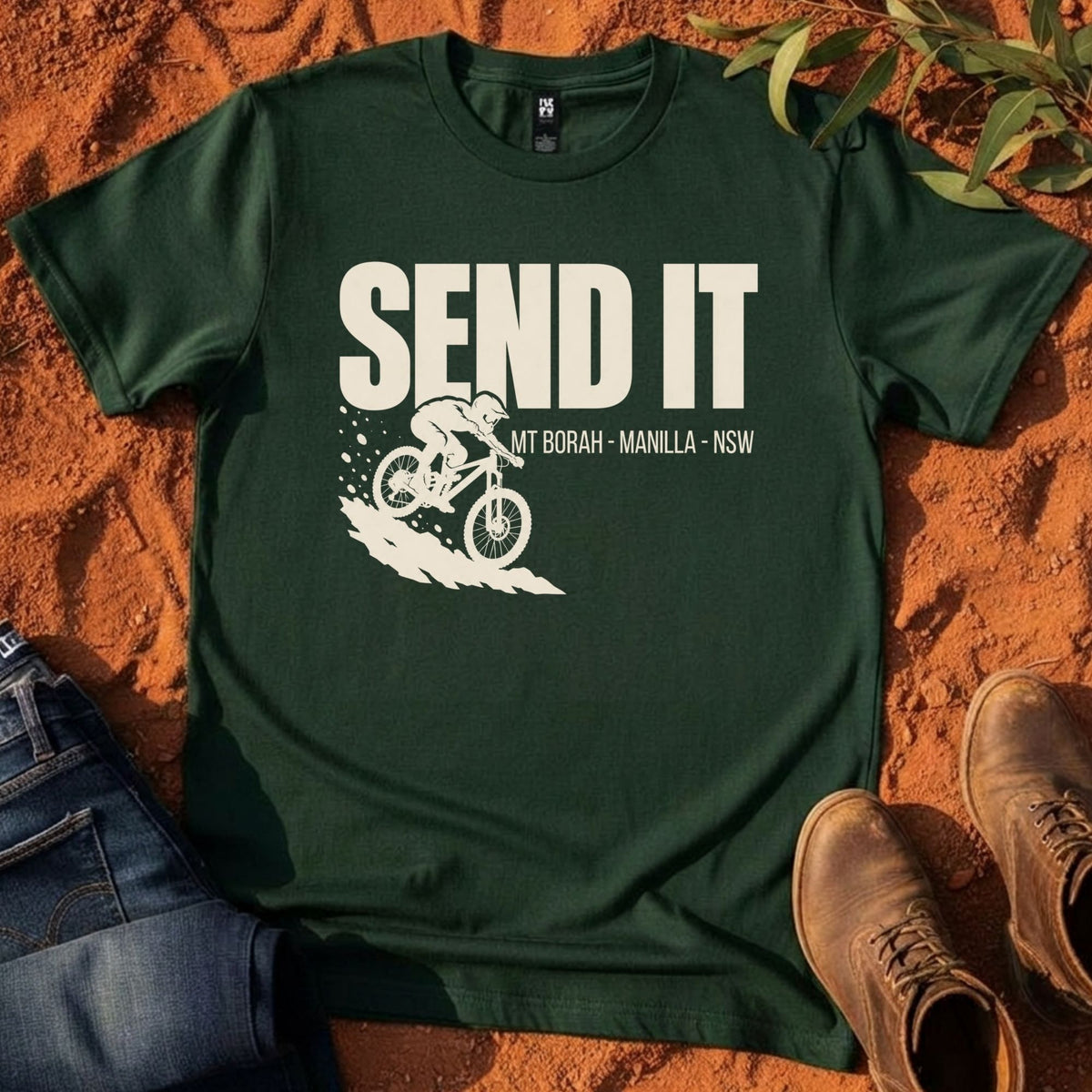 Send It Tee in Pine Green — Namoi Range