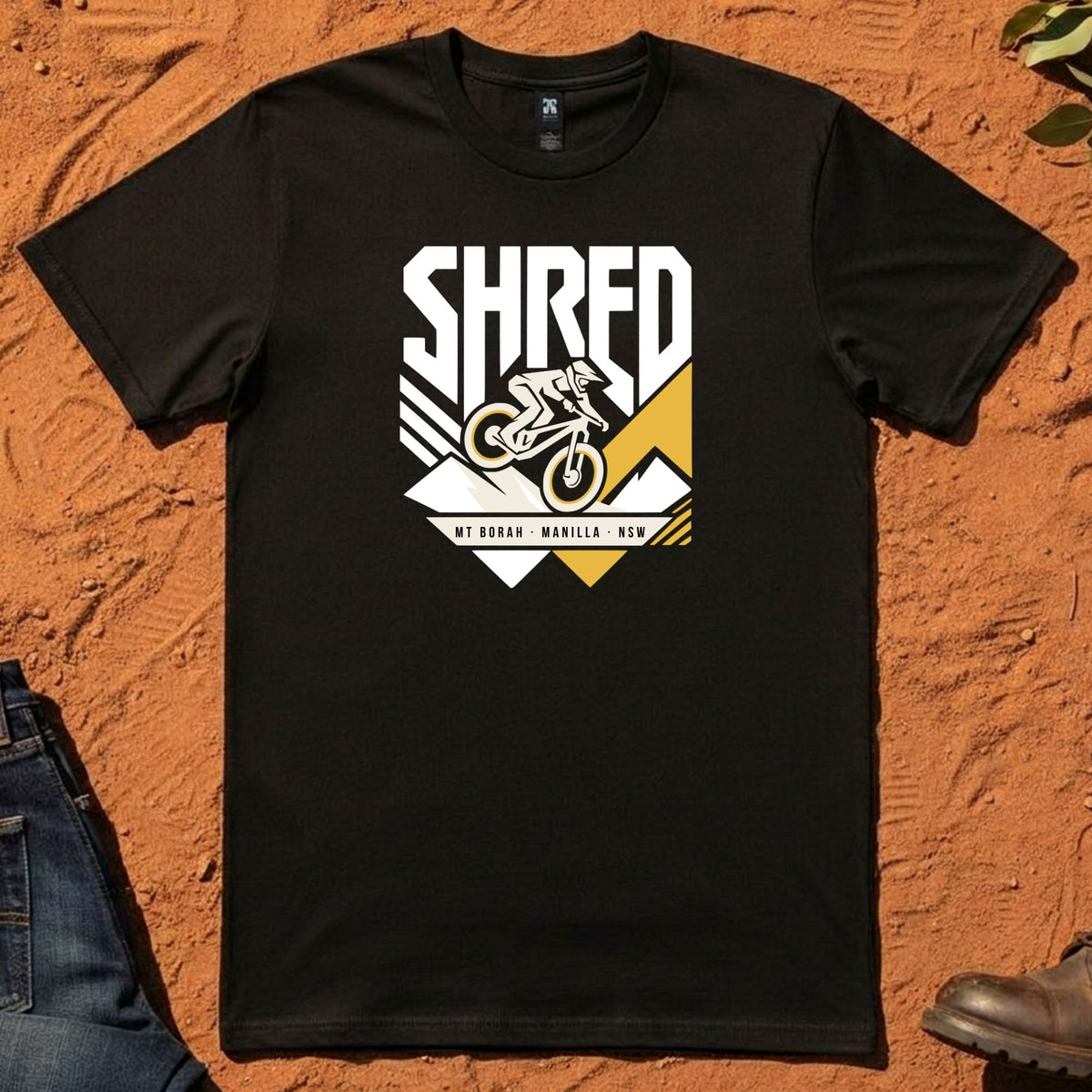SHRED Badge Tee in Black — Namoi Range