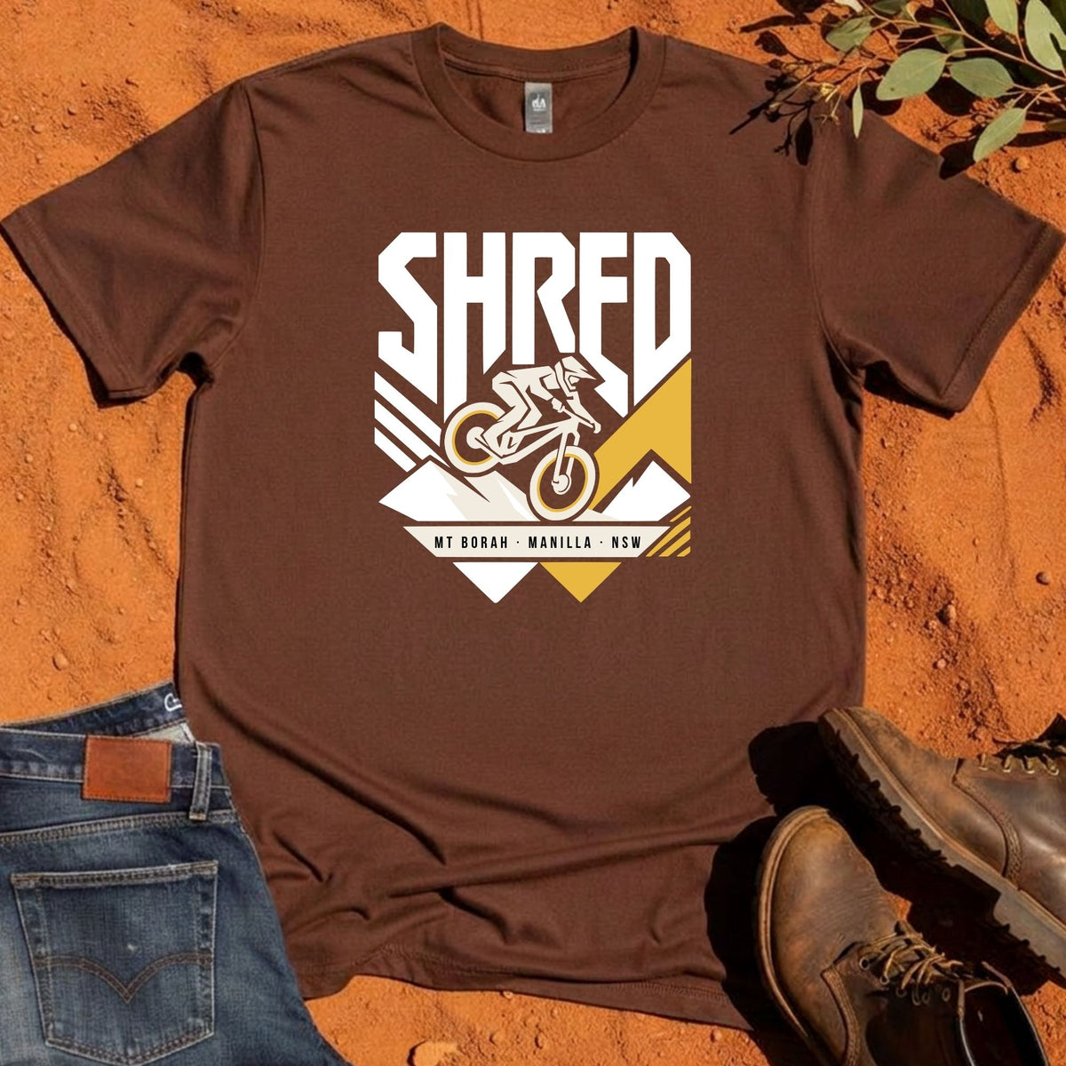 SHRED Badge Tee in Chestnut — Namoi Range