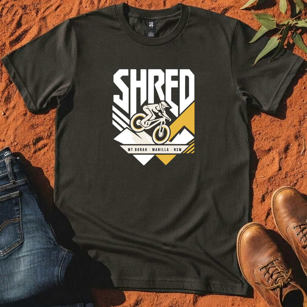 SHRED Badge Tee in Coal — Namoi Range