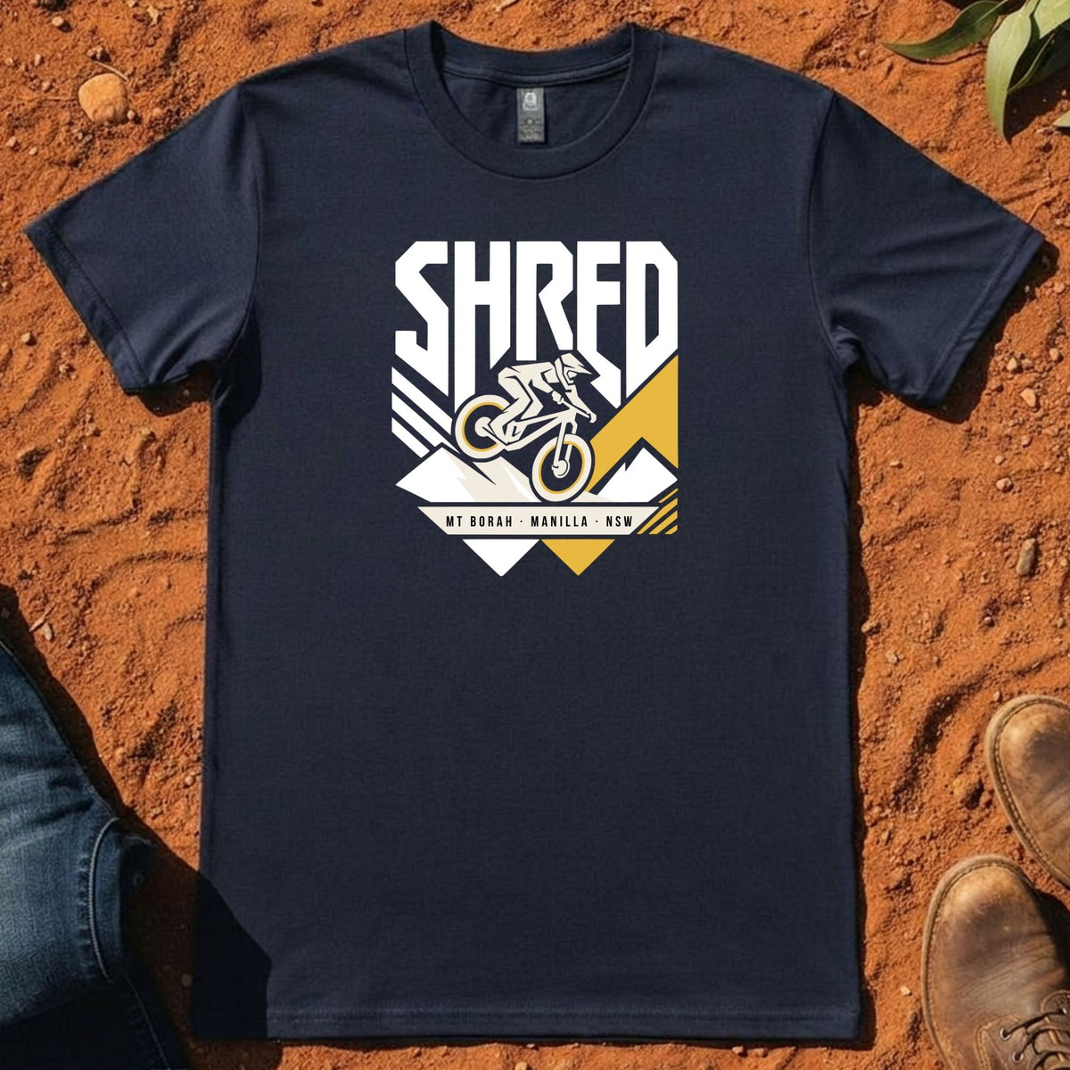 SHRED Badge Tee in Midnight Blue — Namoi Range