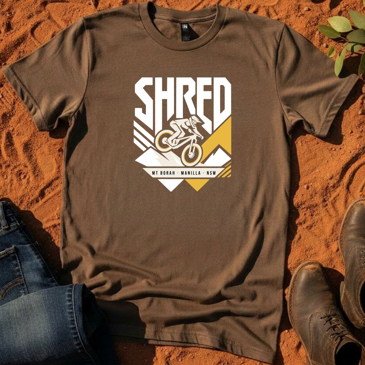 SHRED Badge Tee in Walnut — Namoi Range