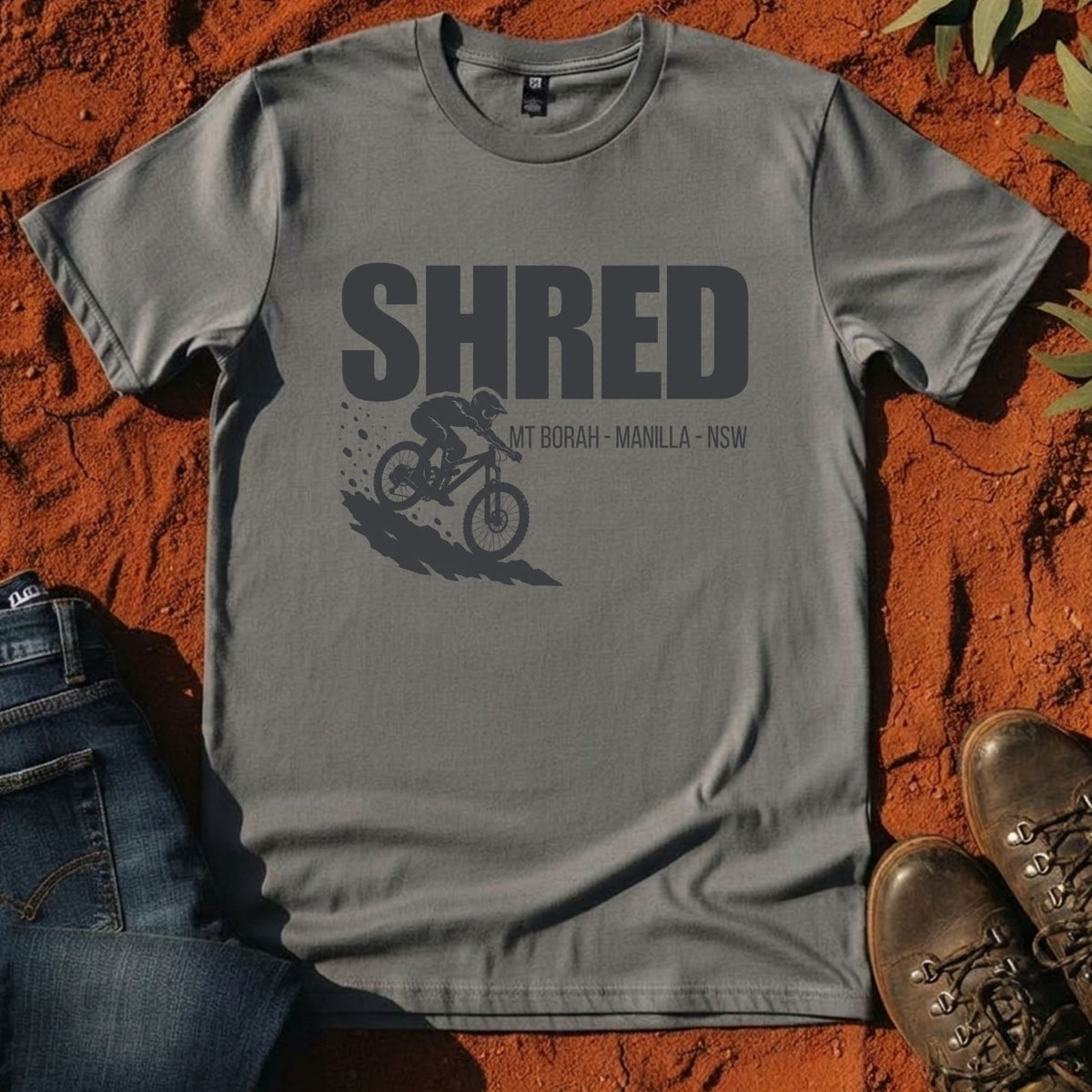 SHRED Tee in Gravel — Namoi Range